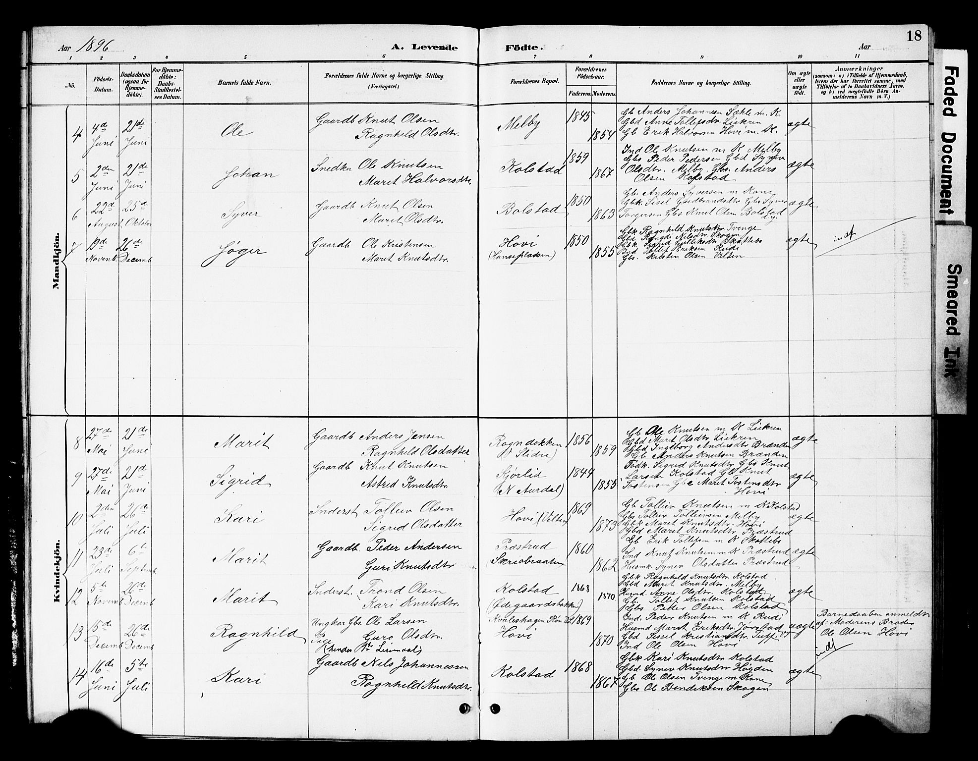 Øystre Slidre prestekontor, AV/SAH-PREST-138/H/Ha/Hab/L0005: Parish register (copy) no. 5, 1887-1910, p. 18