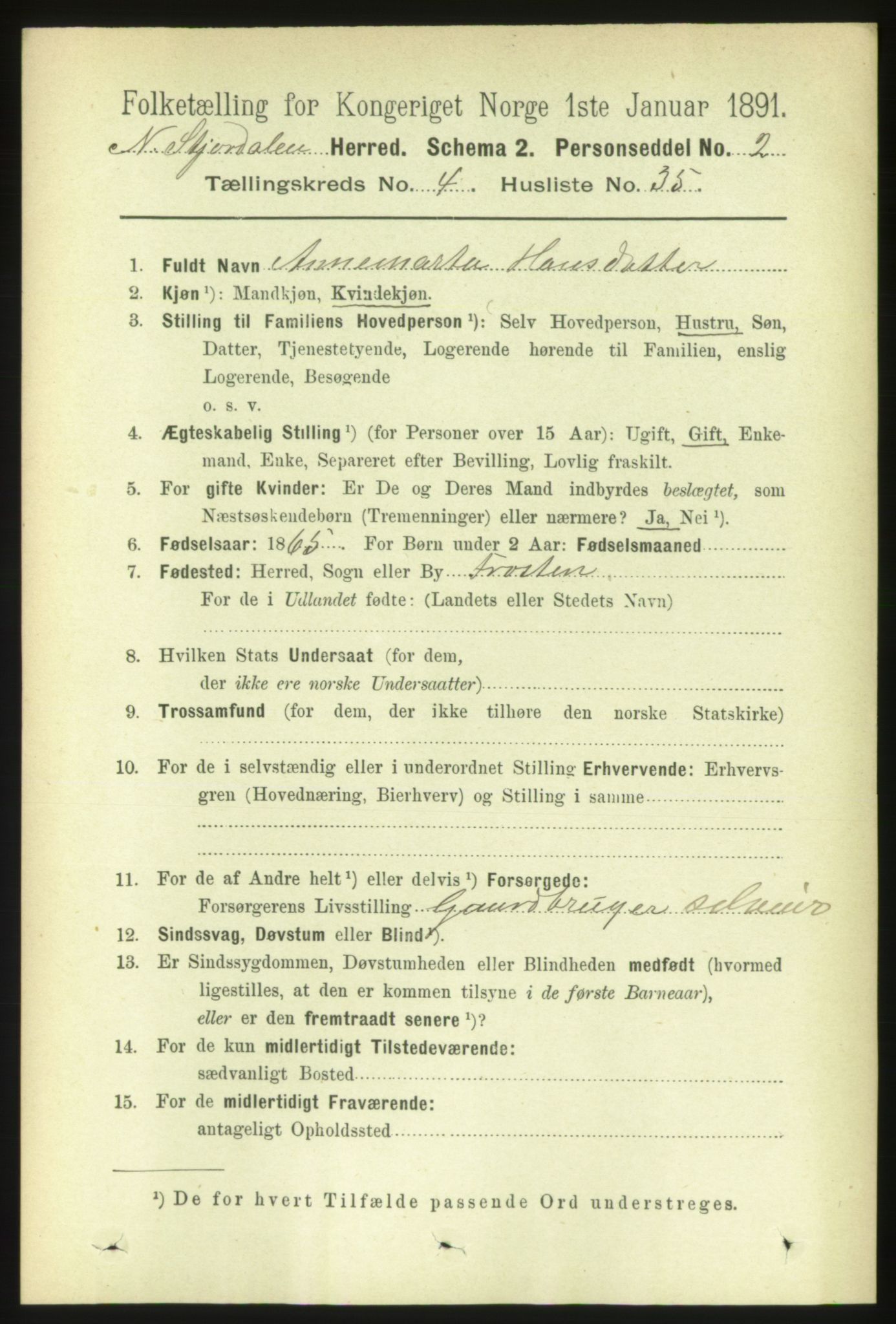 RA, 1891 census for 1714 Nedre Stjørdal, 1891, p. 1819