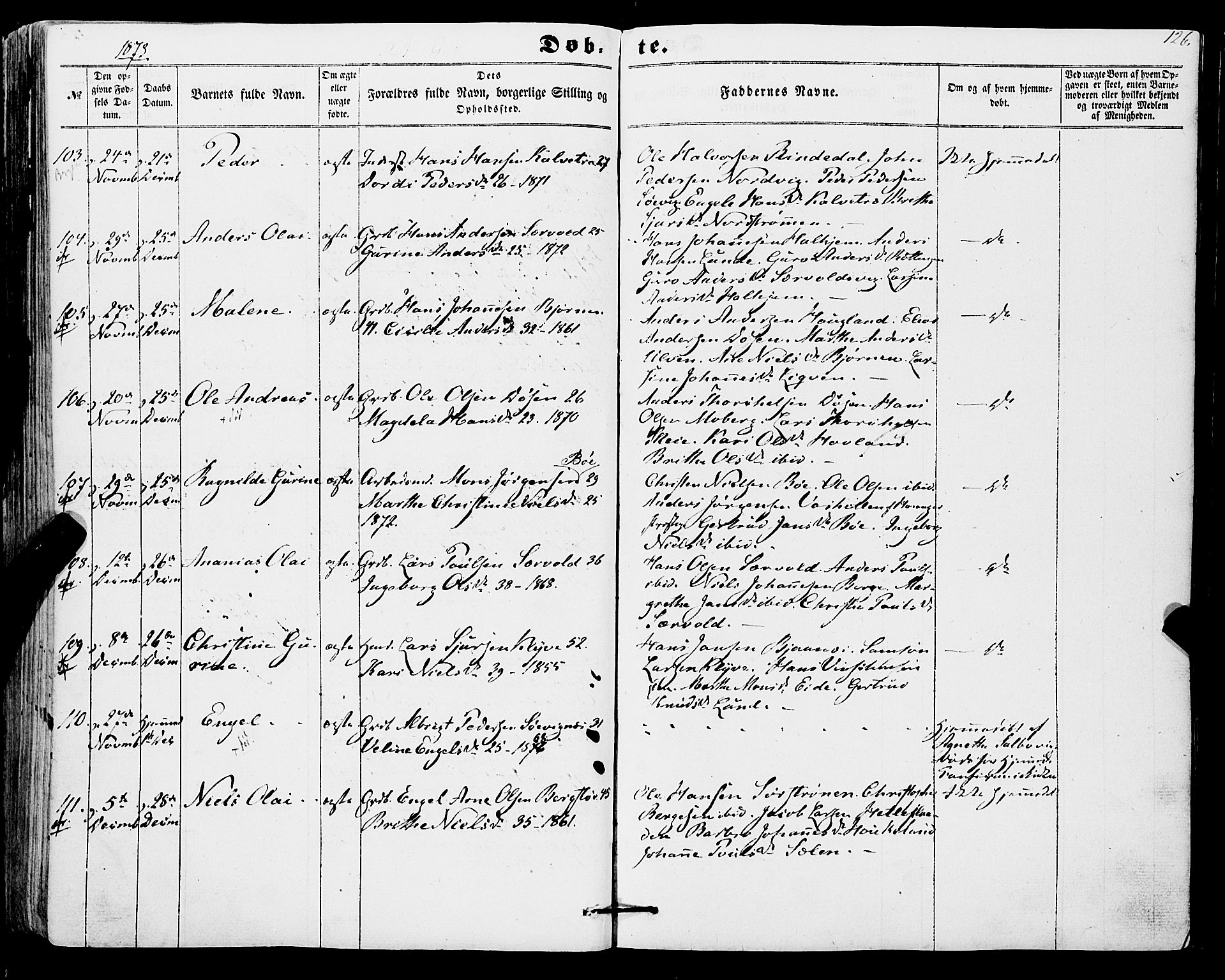 Os sokneprestembete, SAB/A-99929: Parish register (official) no. A 17, 1860-1873, p. 126