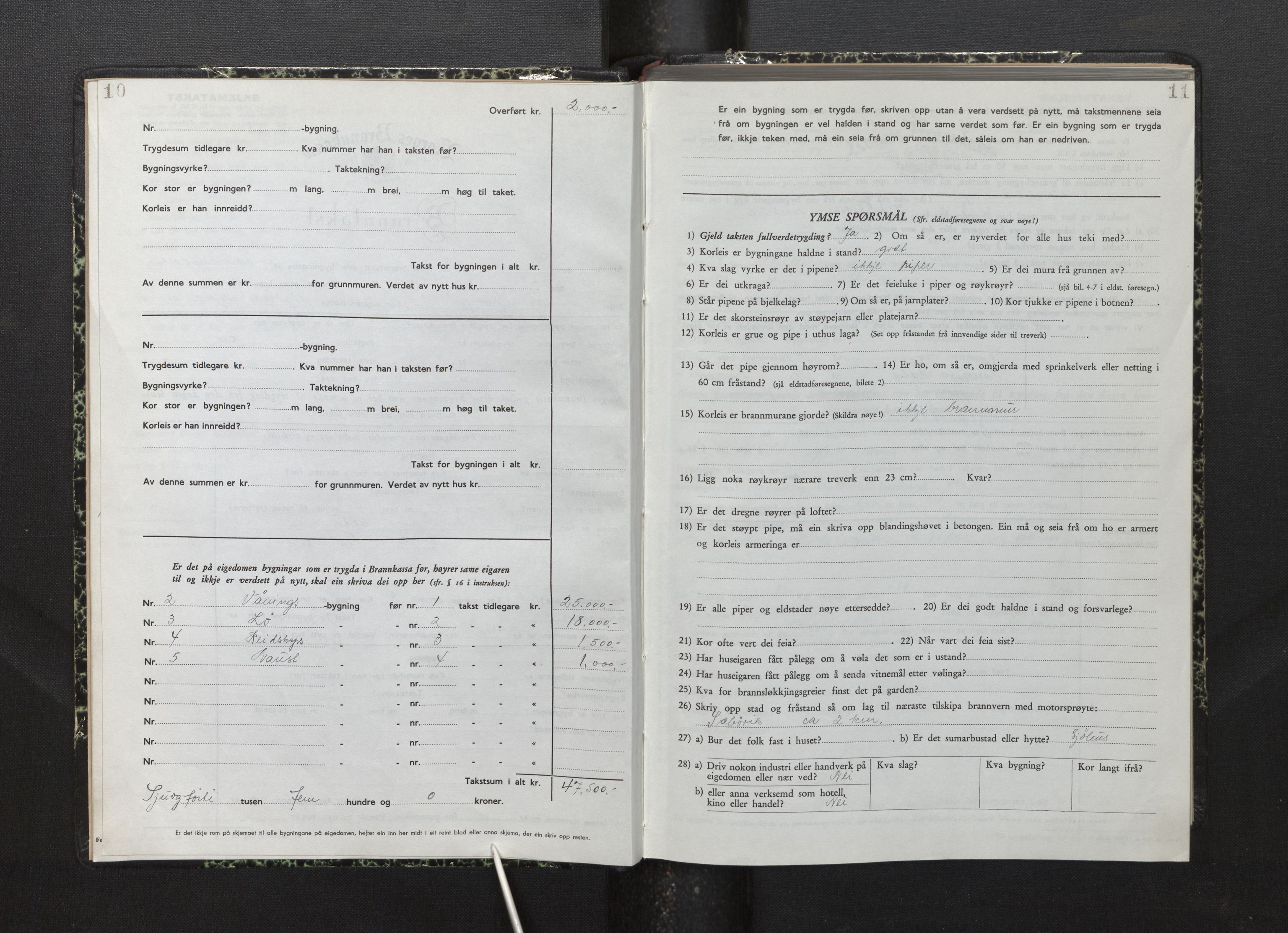 Lensmannen i Fjelberg, AV/SAB-A-32101/0012/L0008: Branntakstprotokoll, skjematakst, 1949-1955, p. 10-11