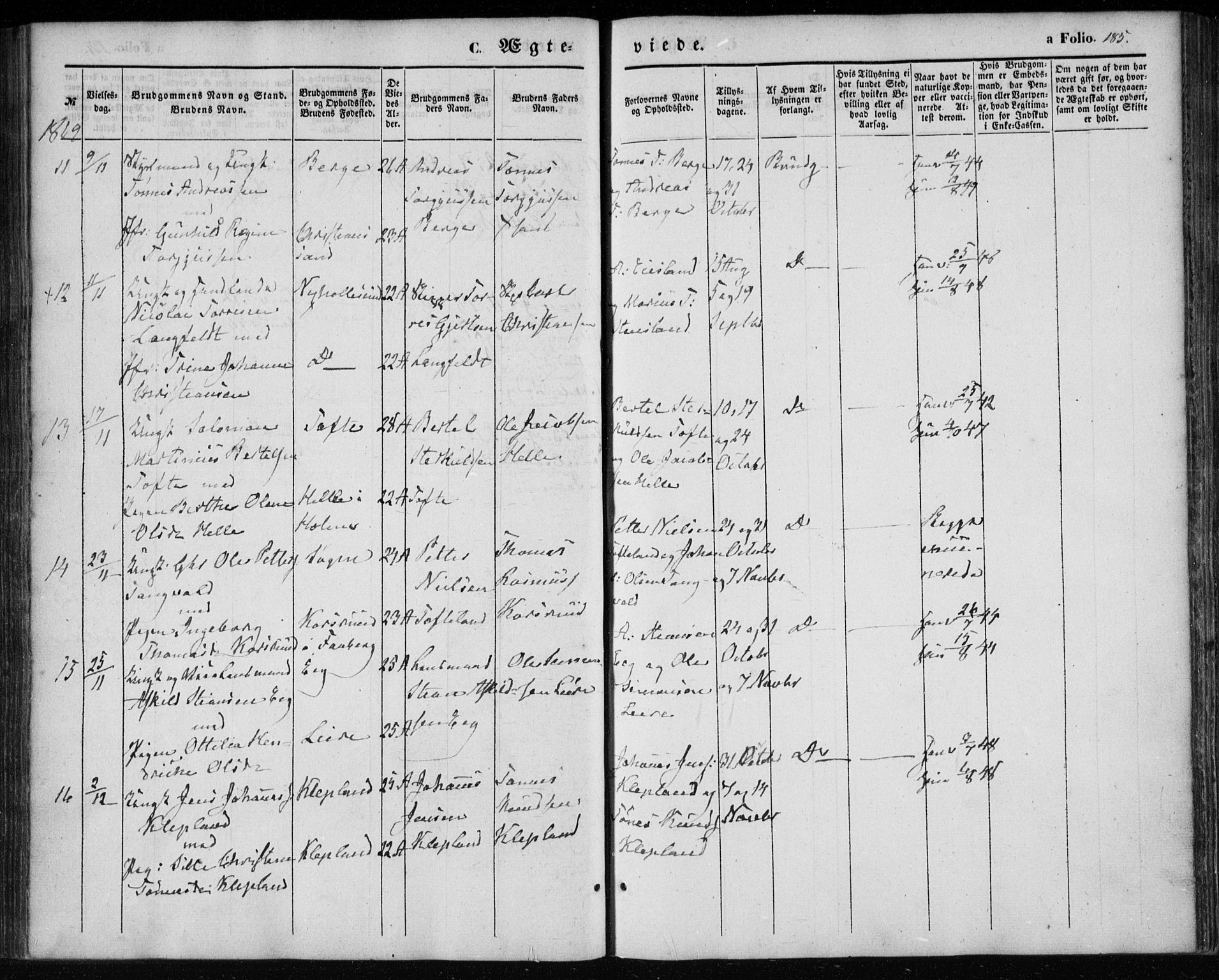 Søgne sokneprestkontor, SAK/1111-0037/F/Fa/Fab/L0010: Parish register (official) no. A 10, 1853-1869, p. 185