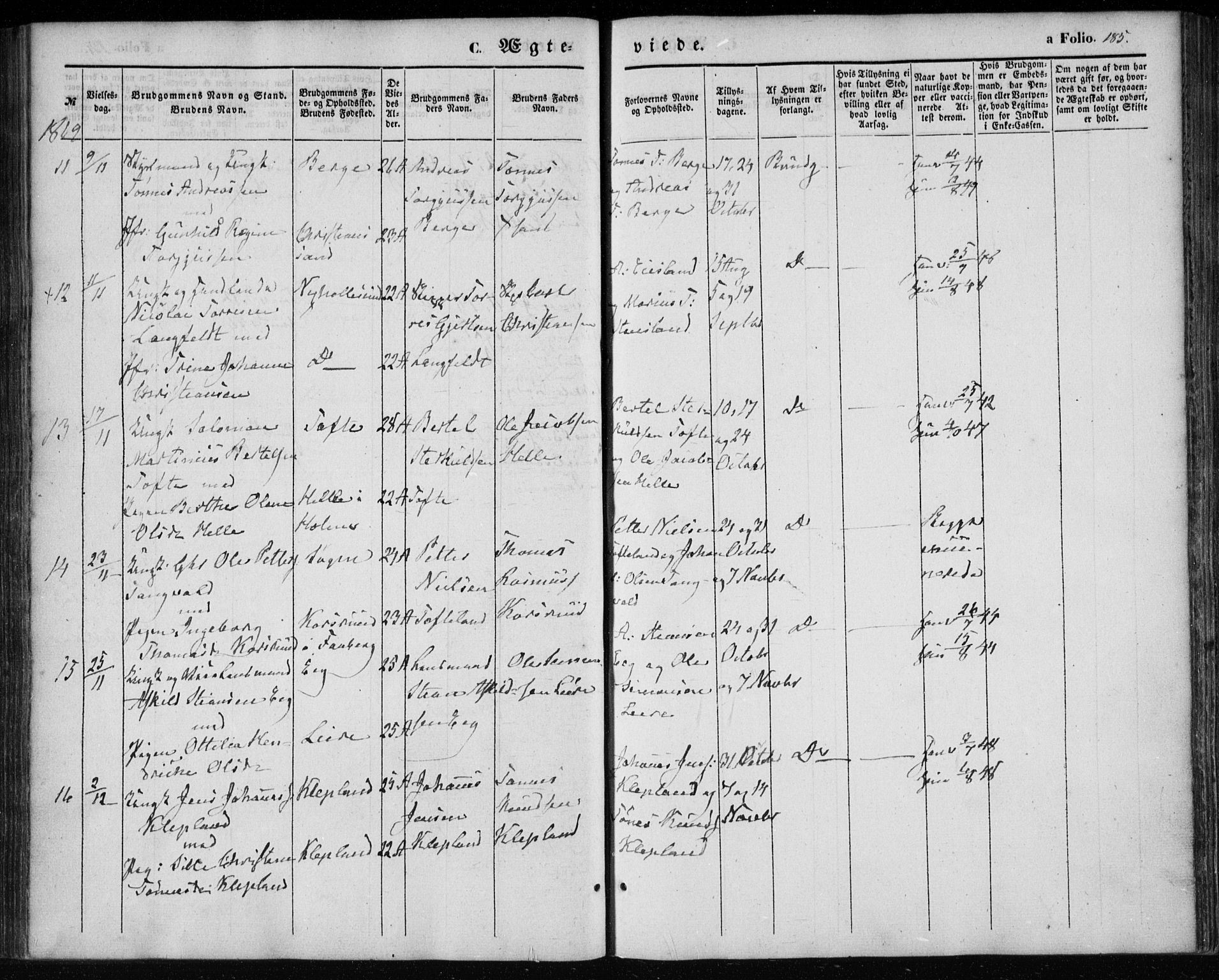 Søgne sokneprestkontor, AV/SAK-1111-0037/F/Fa/Fab/L0010: Parish register (official) no. A 10, 1853-1869, p. 185