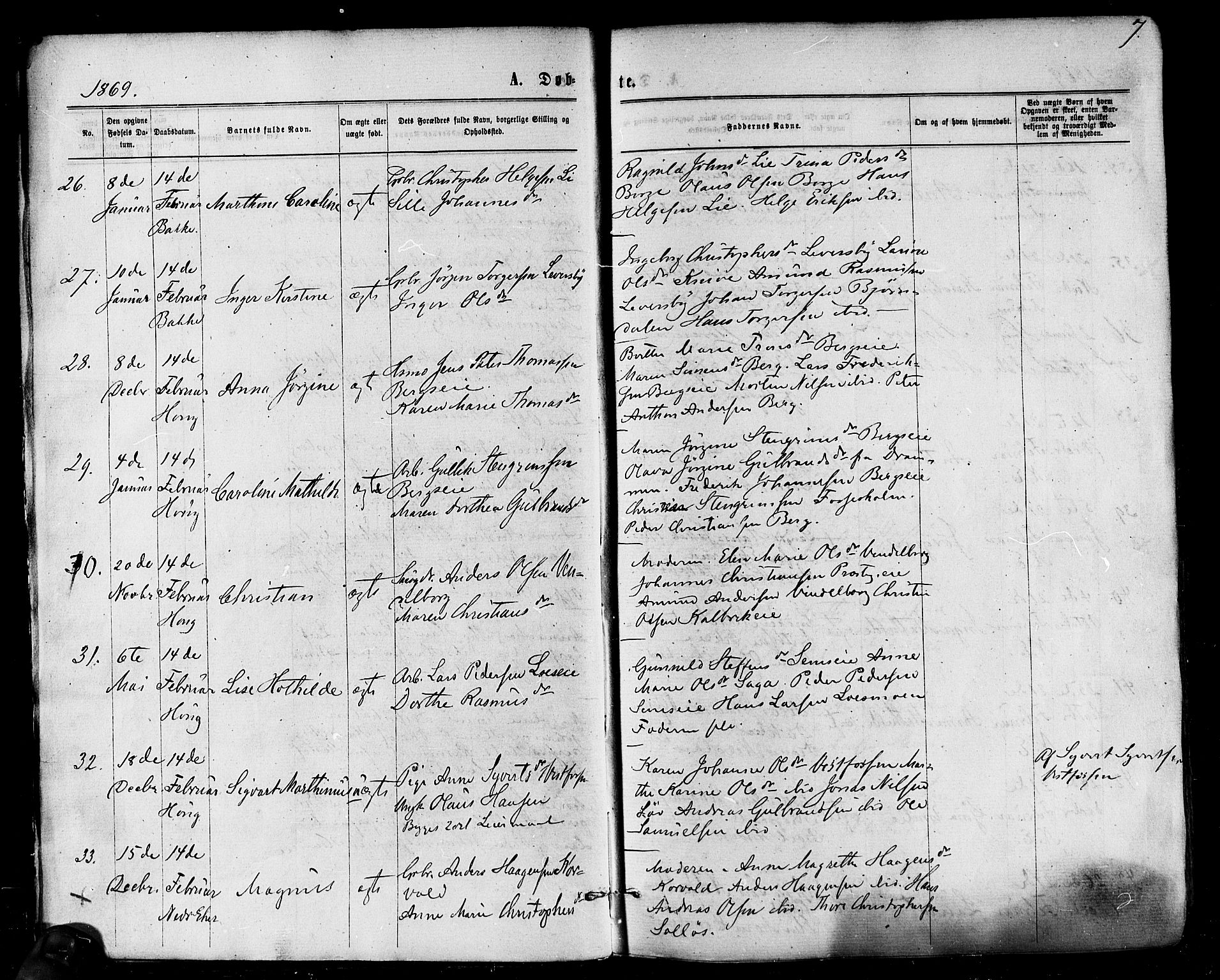 Eiker kirkebøker, SAKO/A-4/F/Fa/L0017: Parish register (official) no. I 17, 1869-1877, p. 7