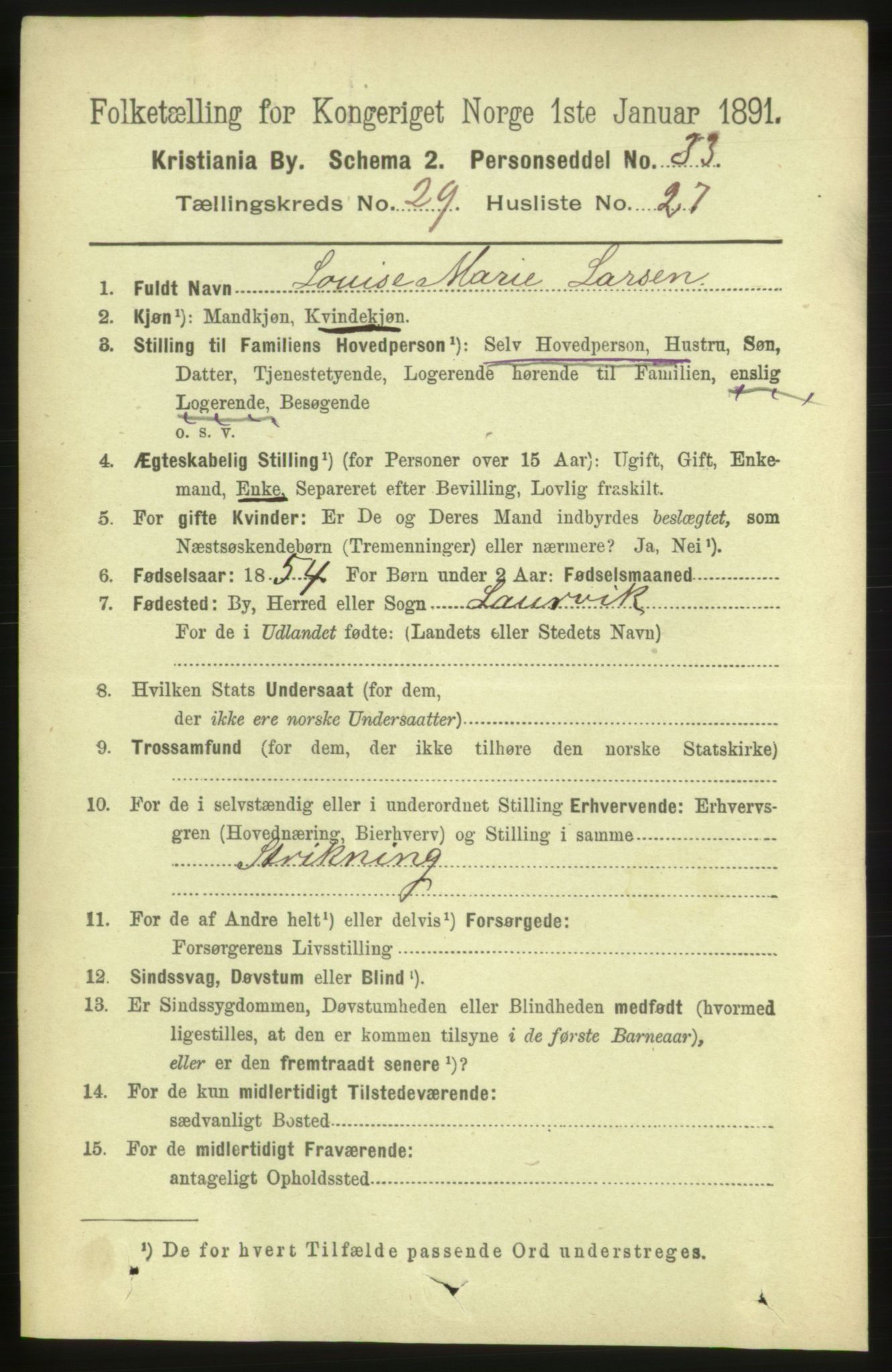 RA, 1891 census for 0301 Kristiania, 1891, p. 15524