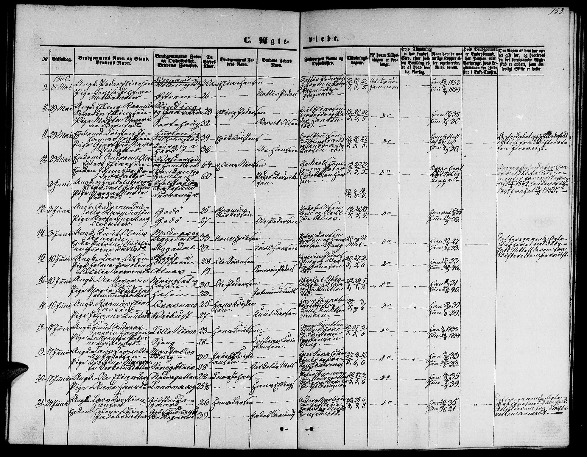 Ministerialprotokoller, klokkerbøker og fødselsregistre - Møre og Romsdal, AV/SAT-A-1454/528/L0427: Parish register (copy) no. 528C08, 1855-1864, p. 153