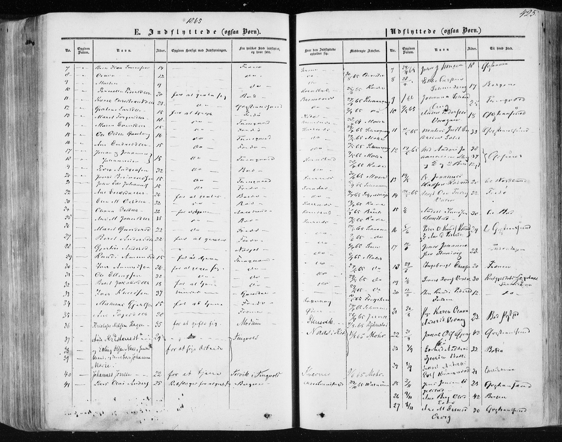 Ministerialprotokoller, klokkerbøker og fødselsregistre - Møre og Romsdal, AV/SAT-A-1454/568/L0804: Parish register (official) no. 568A11, 1854-1868, p. 425