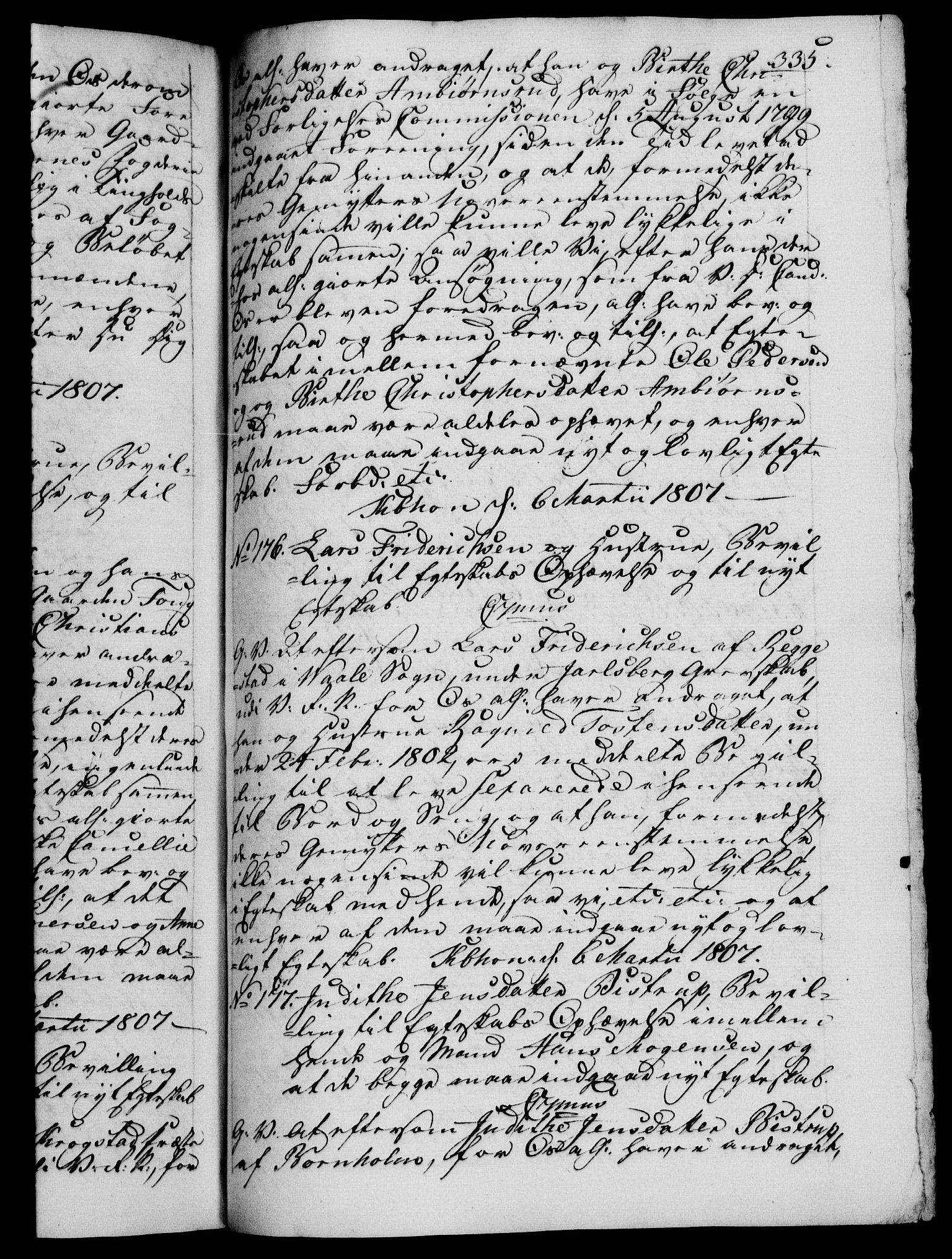 Danske Kanselli 1800-1814, AV/RA-EA-3024/H/Hf/Hfb/Hfba/L0003: Registranter, 1805-1807, p. 335a