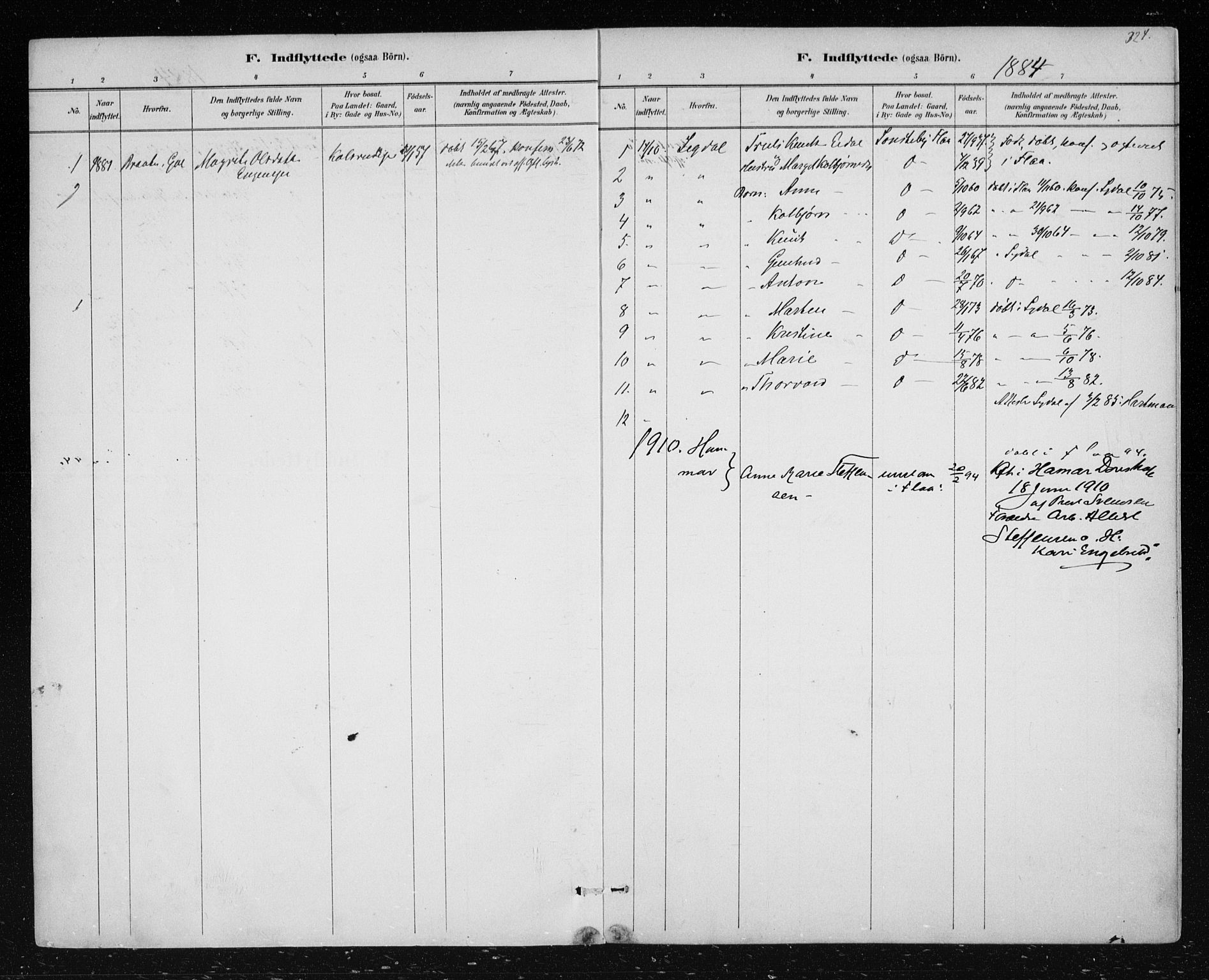 Nes kirkebøker, SAKO/A-236/F/Fa/L0012: Parish register (official) no. 12, 1881-1917, p. 324