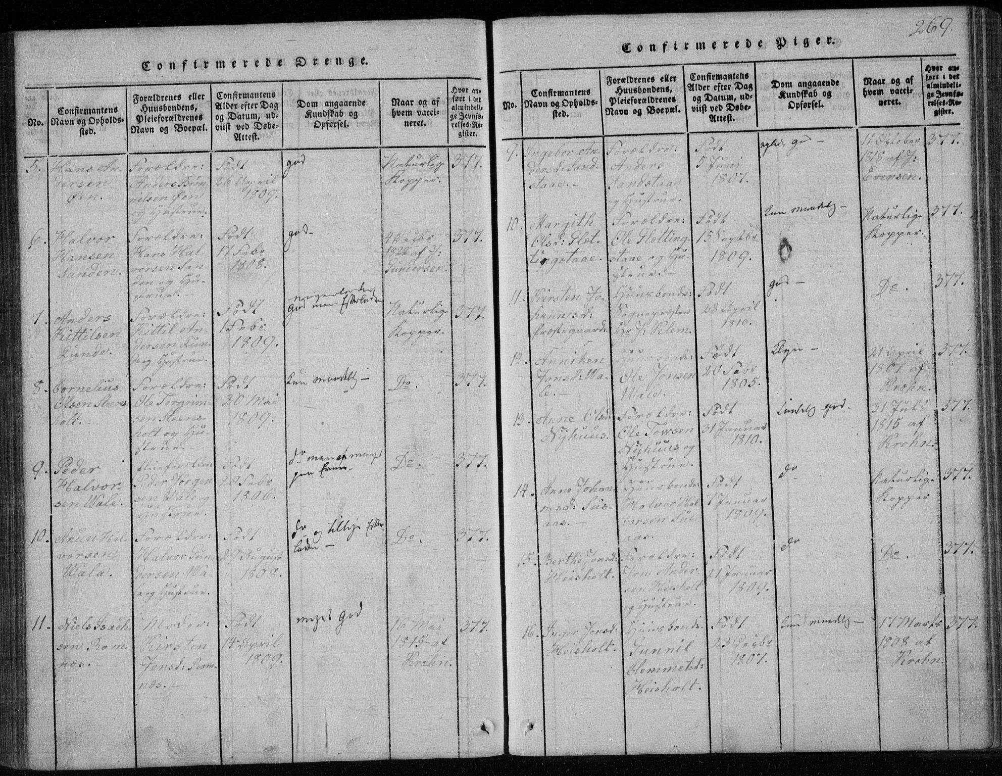 Holla kirkebøker, SAKO/A-272/F/Fa/L0003: Parish register (official) no. 3, 1815-1830, p. 269