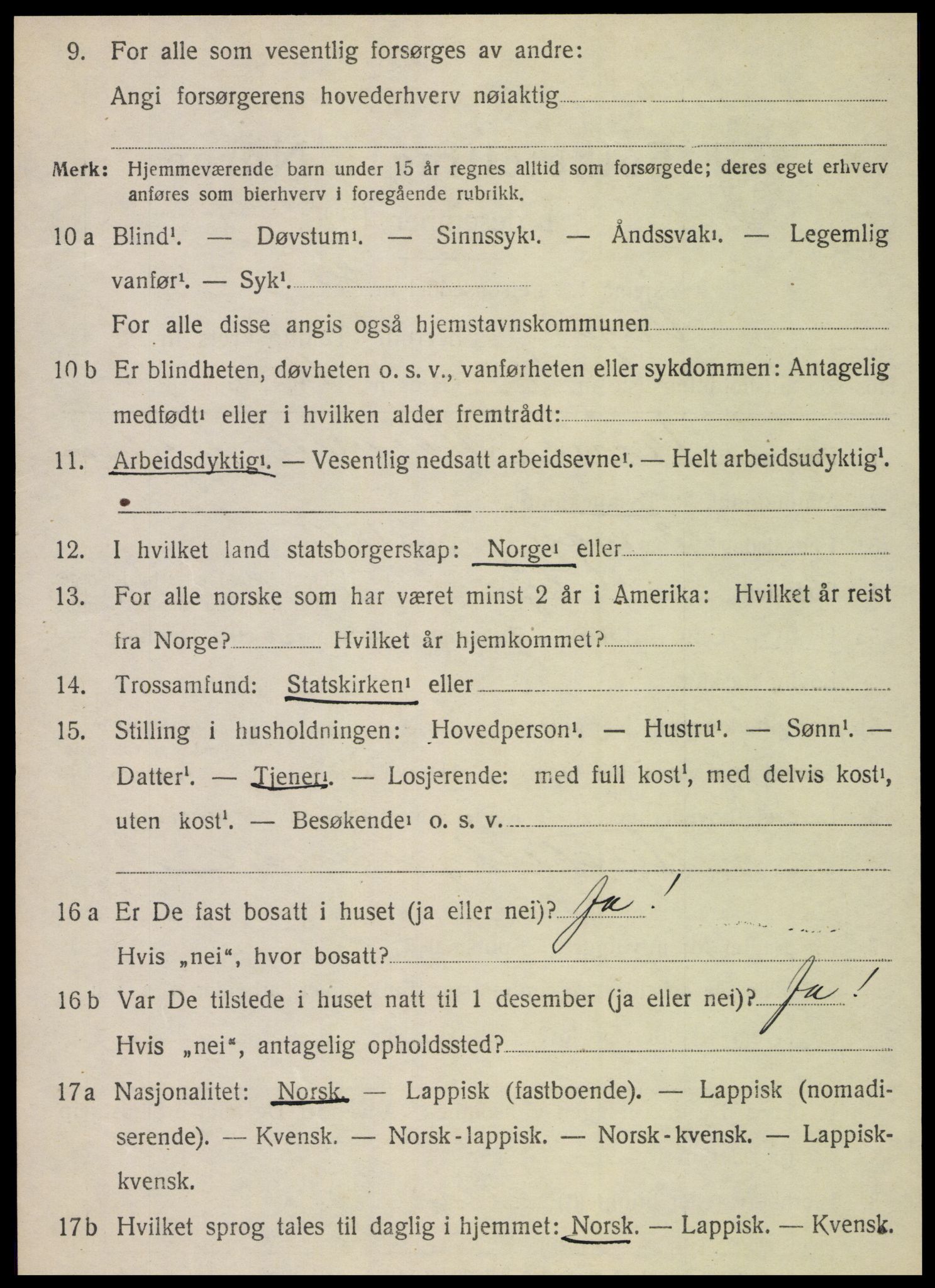 SAT, 1920 census for Vega, 1920, p. 2516