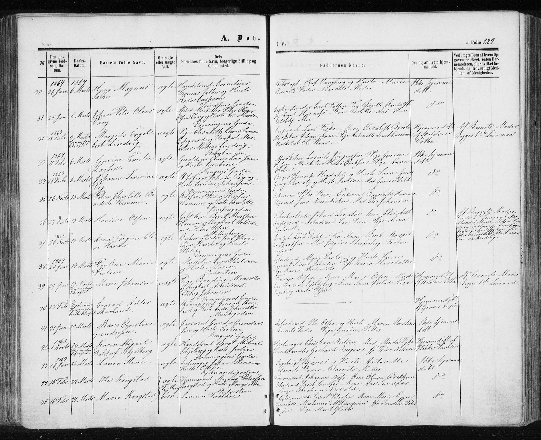Ministerialprotokoller, klokkerbøker og fødselsregistre - Sør-Trøndelag, SAT/A-1456/601/L0053: Parish register (official) no. 601A21, 1857-1865, p. 129