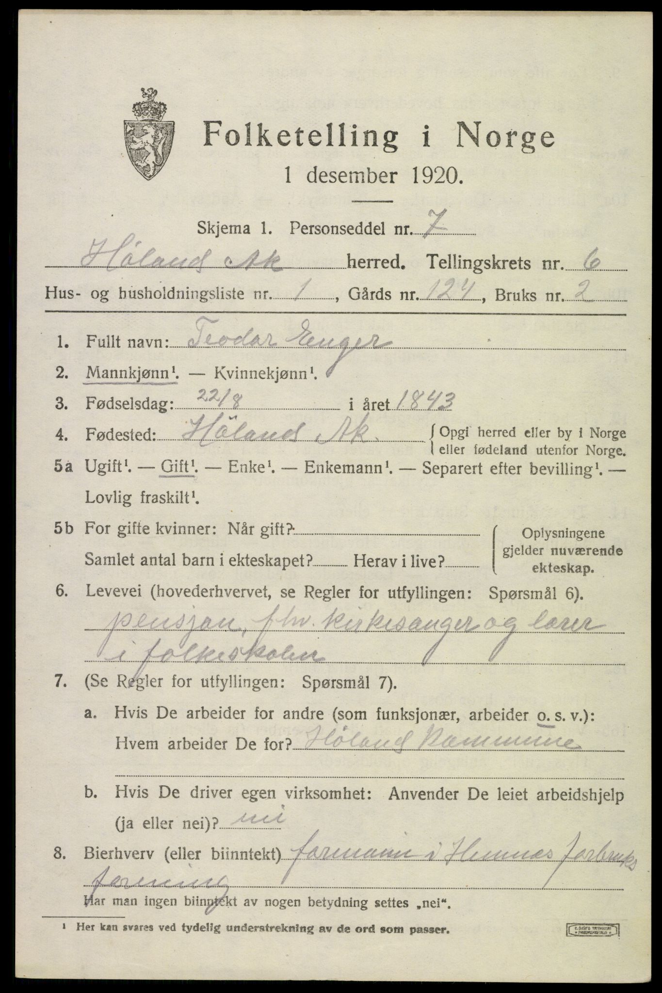 SAO, 1920 census for Høland, 1920, p. 8375