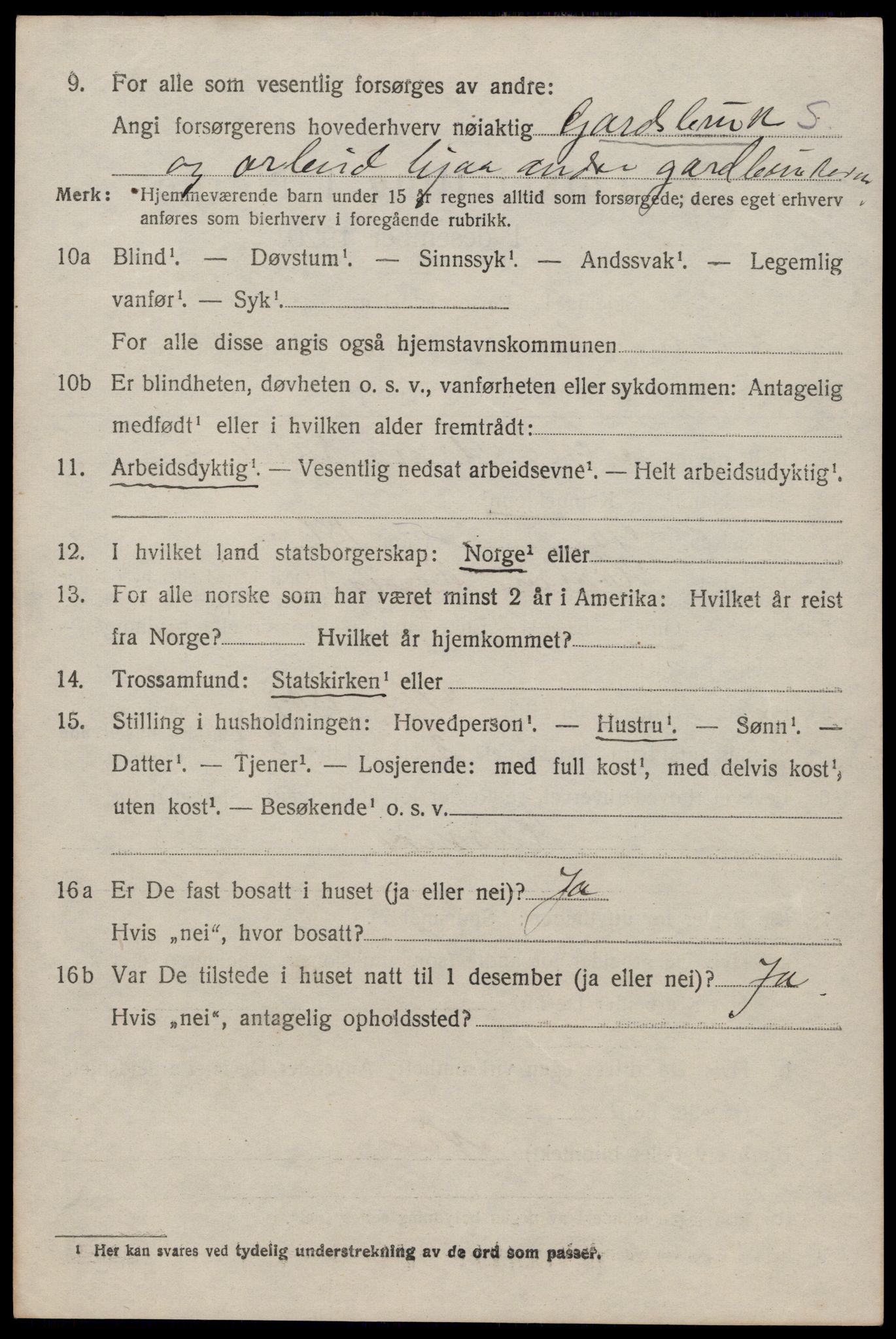 SAST, 1920 census for Stangaland, 1920, p. 586