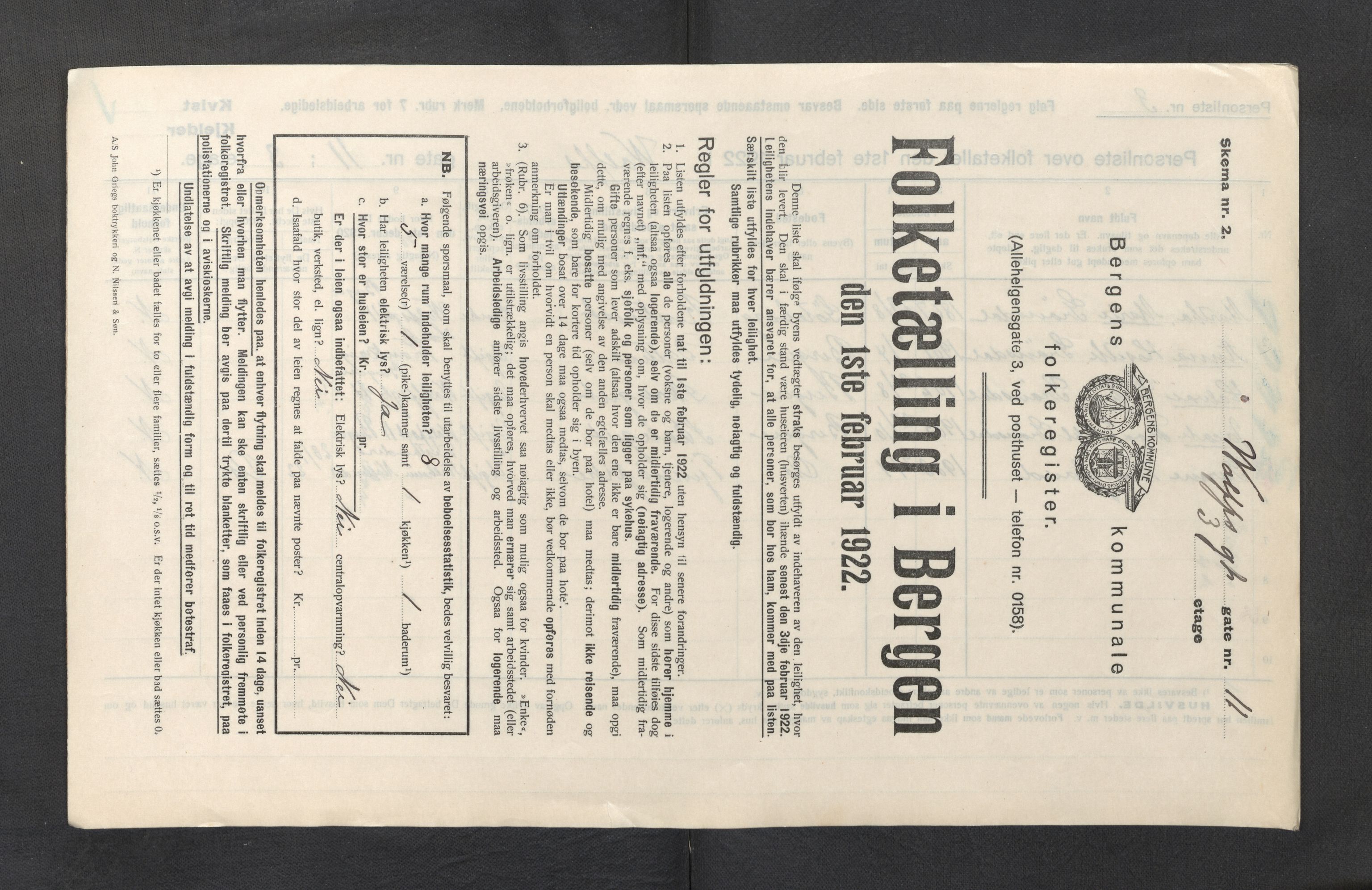 SAB, Municipal Census 1922 for Bergen, 1922, p. 47727