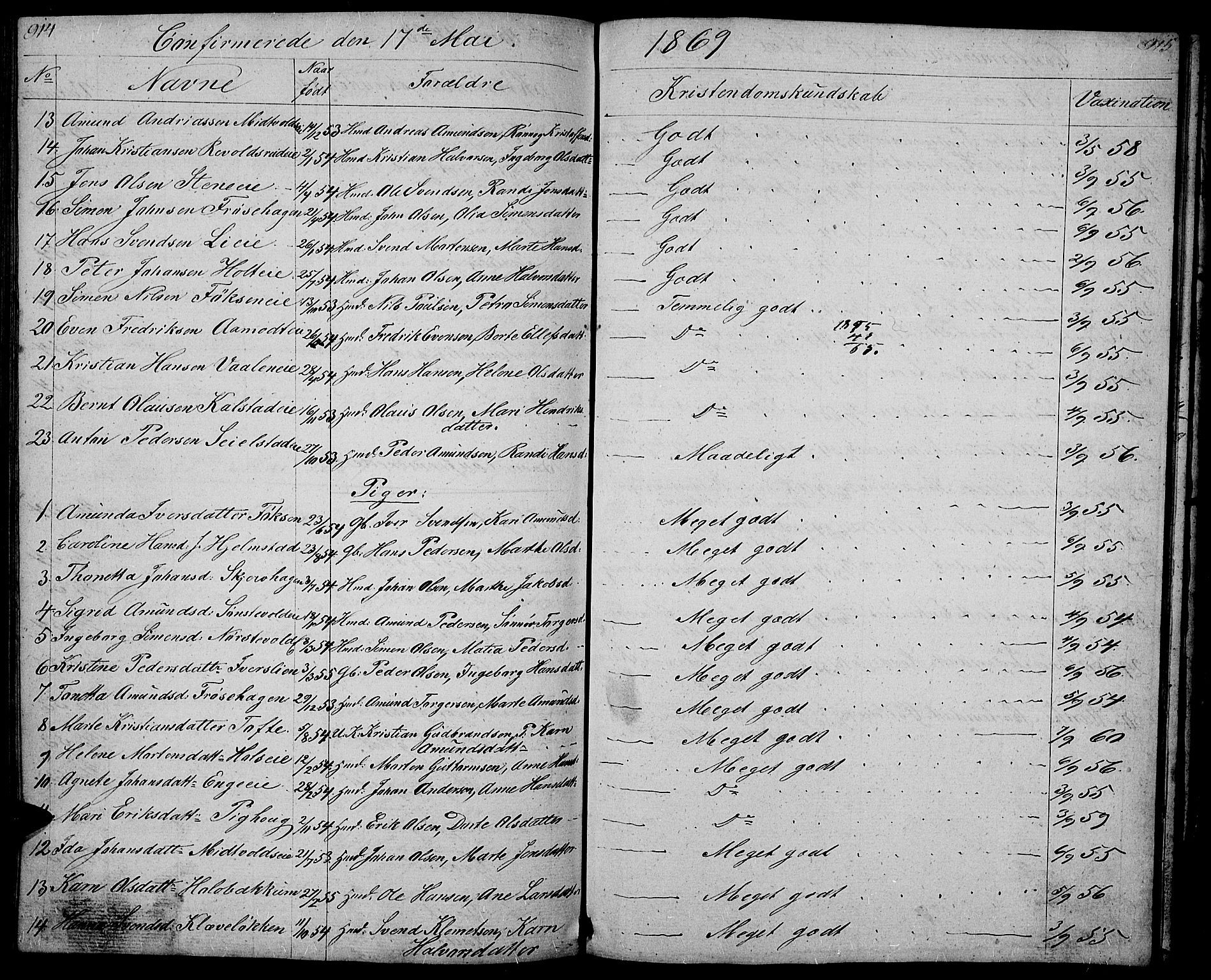 Gausdal prestekontor, SAH/PREST-090/H/Ha/Hab/L0004: Parish register (copy) no. 4, 1835-1870, p. 914-915