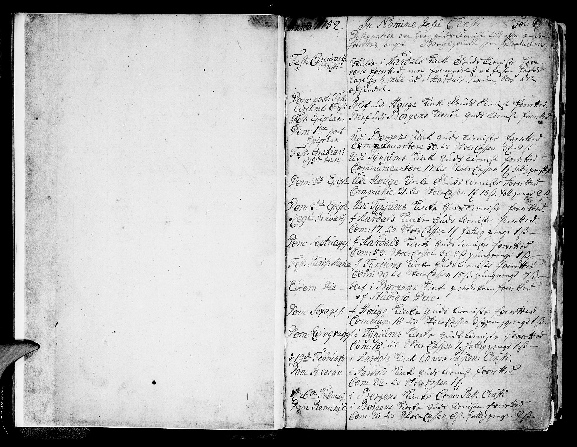 Lærdal sokneprestembete, SAB/A-81201: Parish register (official) no. A 2, 1752-1782, p. 1