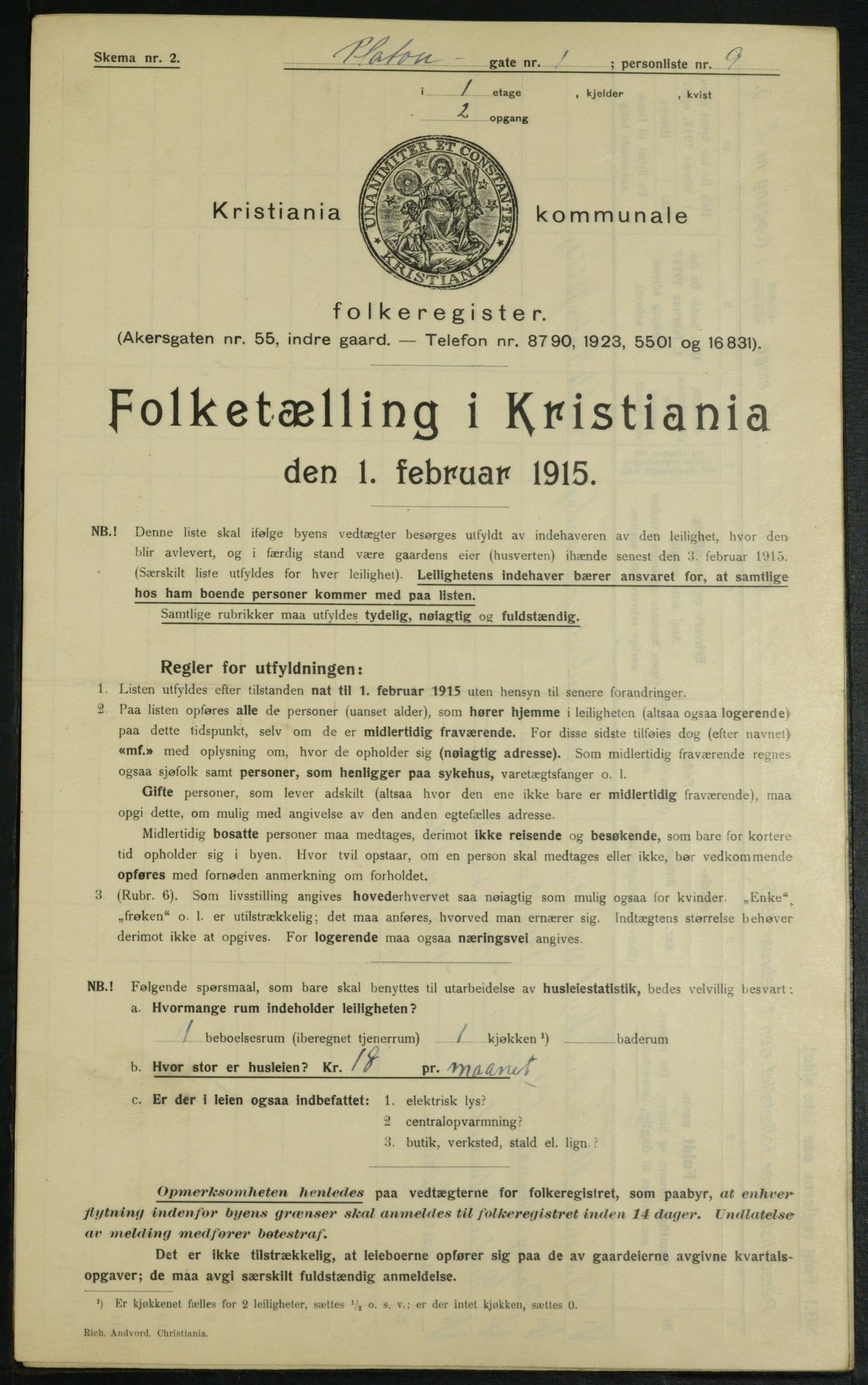 OBA, Municipal Census 1915 for Kristiania, 1915, p. 79599