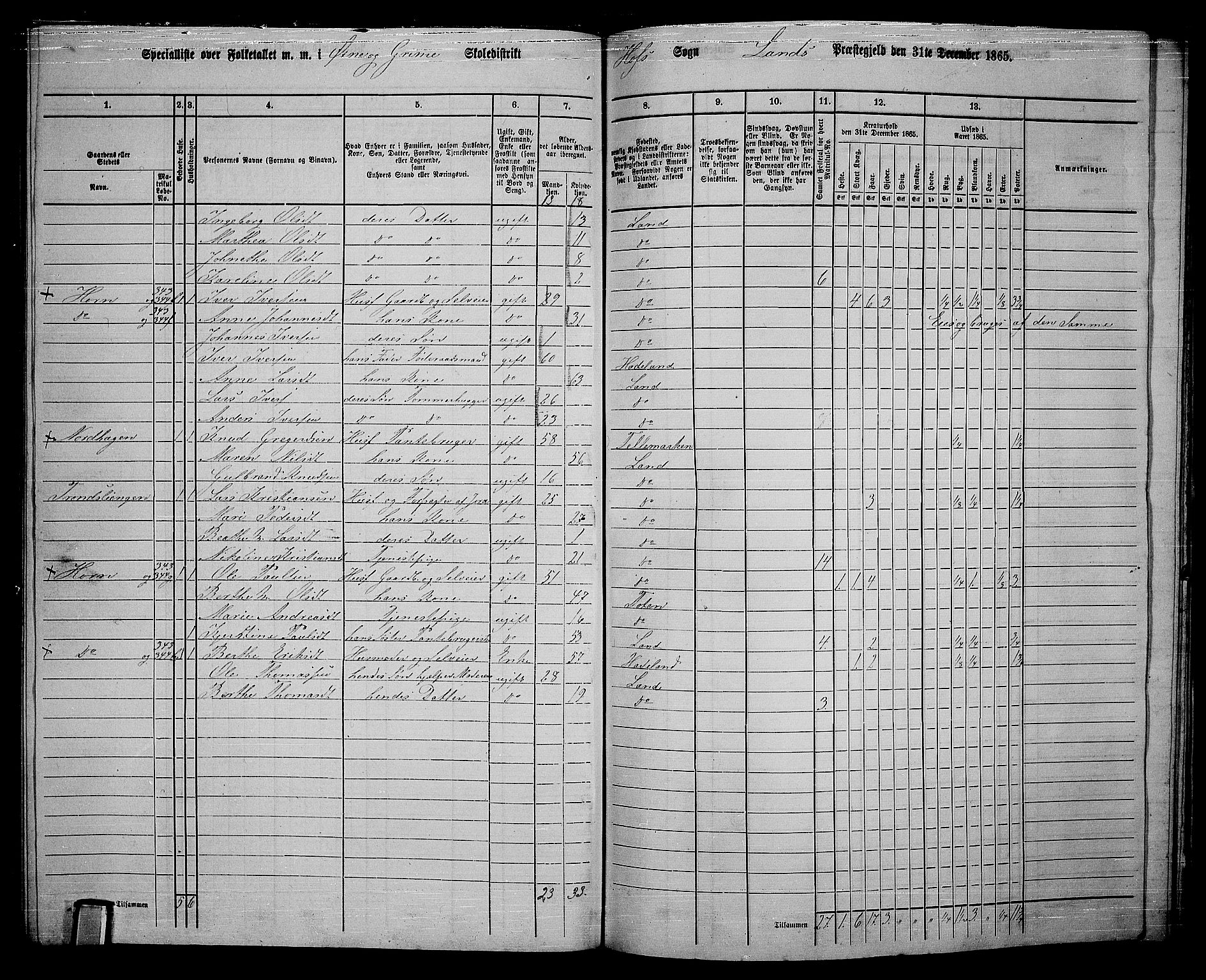 RA, 1865 census for Land, 1865, p. 389