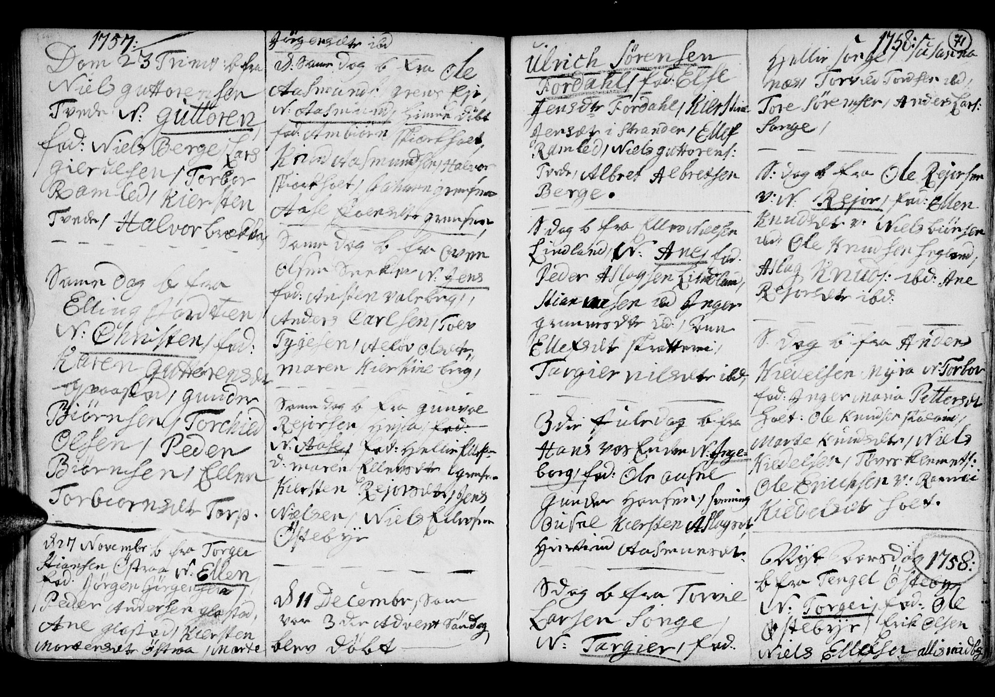 Holt sokneprestkontor, AV/SAK-1111-0021/F/Fb/L0005: Parish register (copy) no. B 5, 1746-1764, p. 71