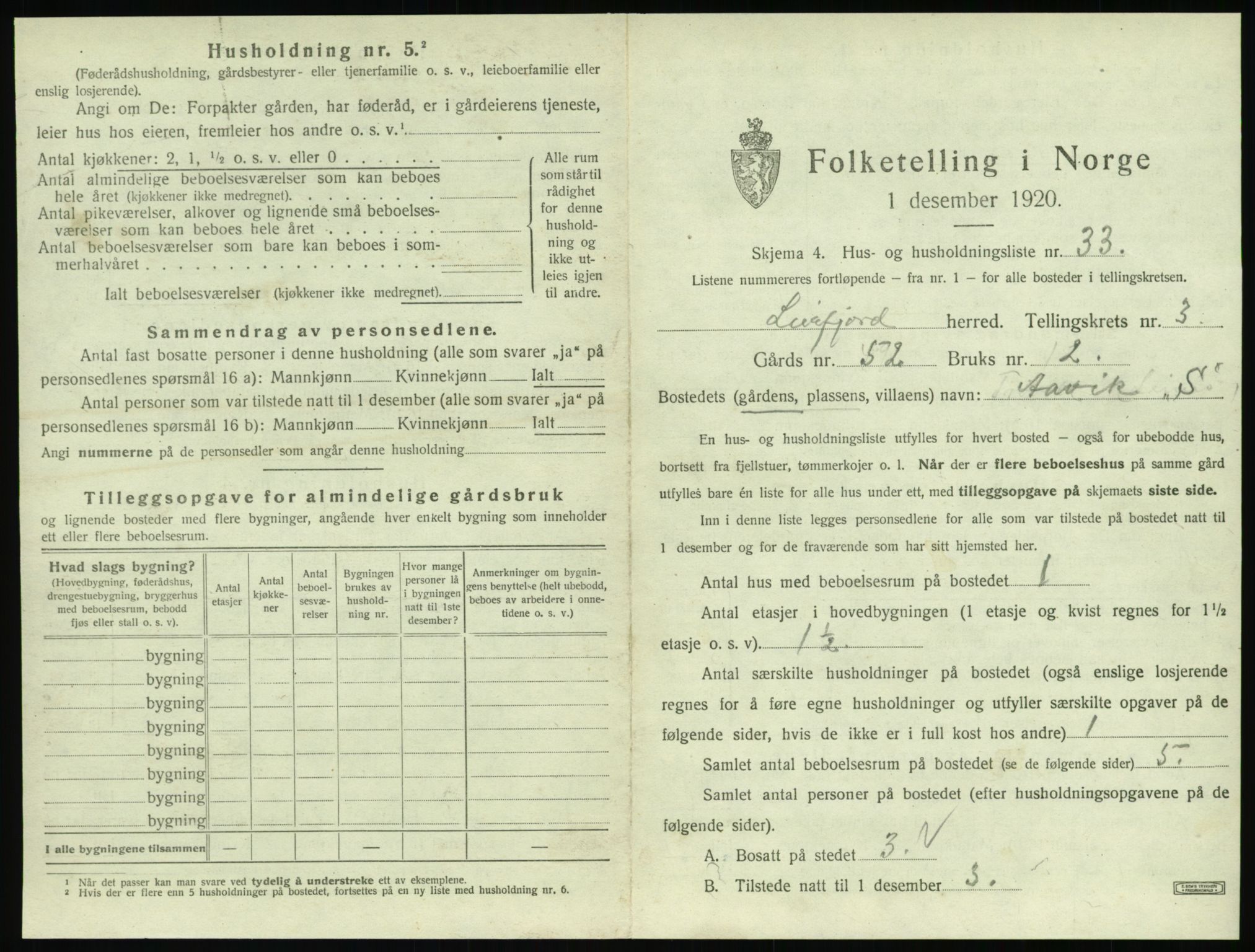 SAT, 1920 census for Leirfjord, 1920, p. 311