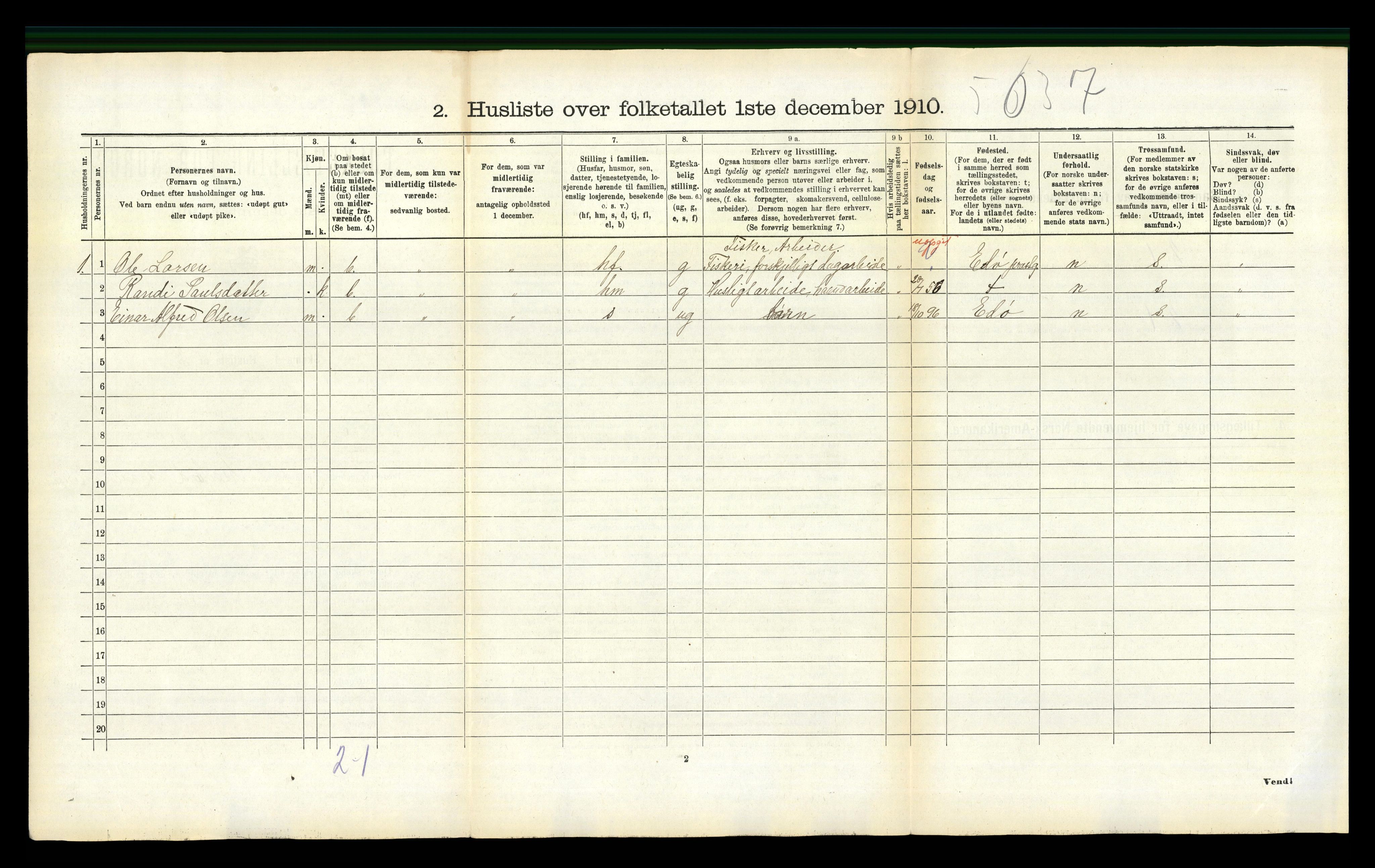 RA, 1910 census for Aure, 1910, p. 991