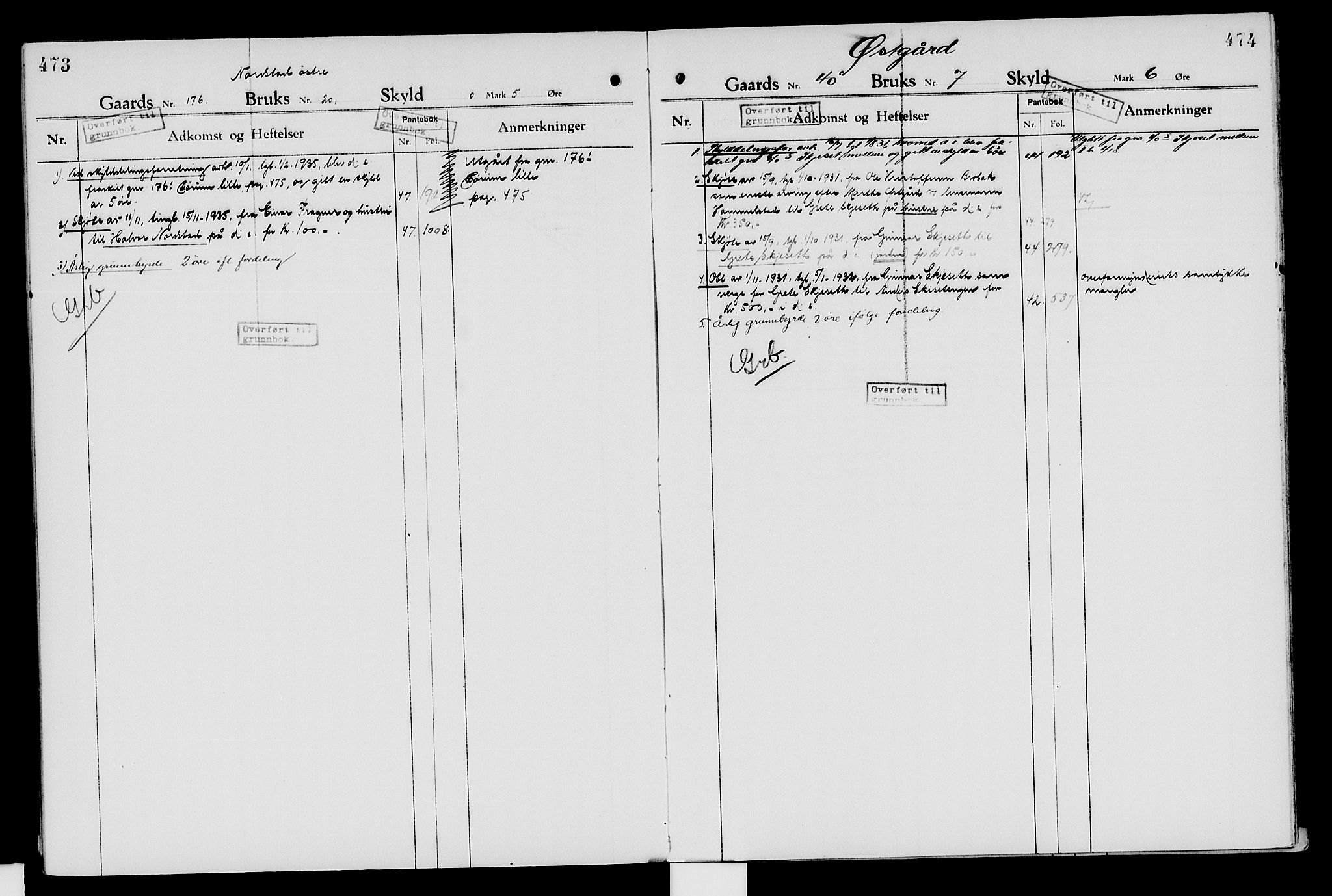 Nord-Hedmark sorenskriveri, SAH/TING-012/H/Ha/Had/Hade/L0007: Mortgage register no. 4.7, 1924-1940, p. 473-474