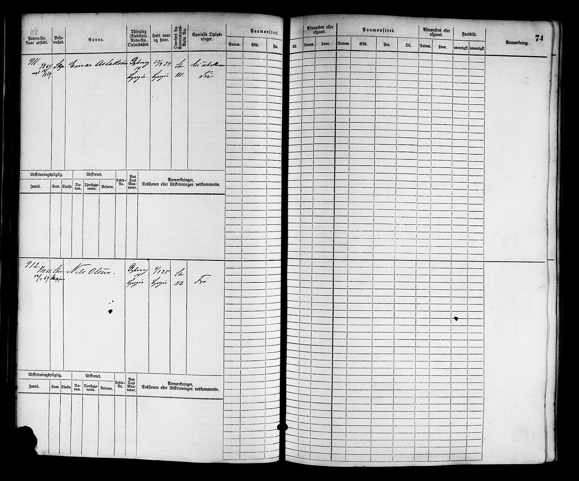 Tvedestrand mønstringskrets, AV/SAK-2031-0011/F/Fb/L0002: Hovedrulle nr 767-1528, R-3, 1868-1900, p. 74