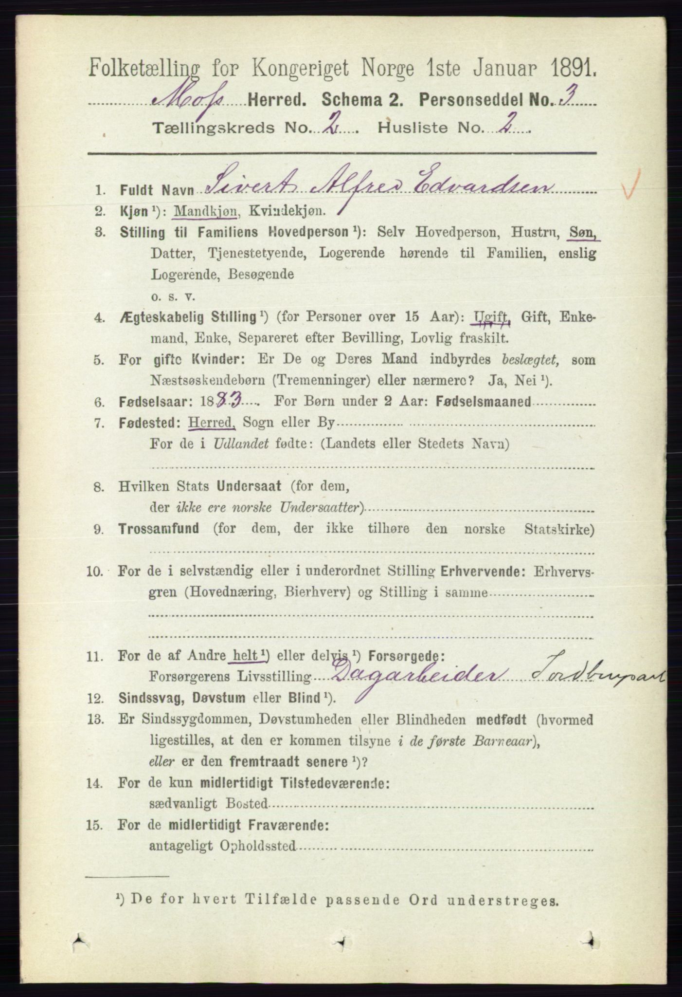 RA, 1891 Census for 0194 Moss, 1891, p. 857