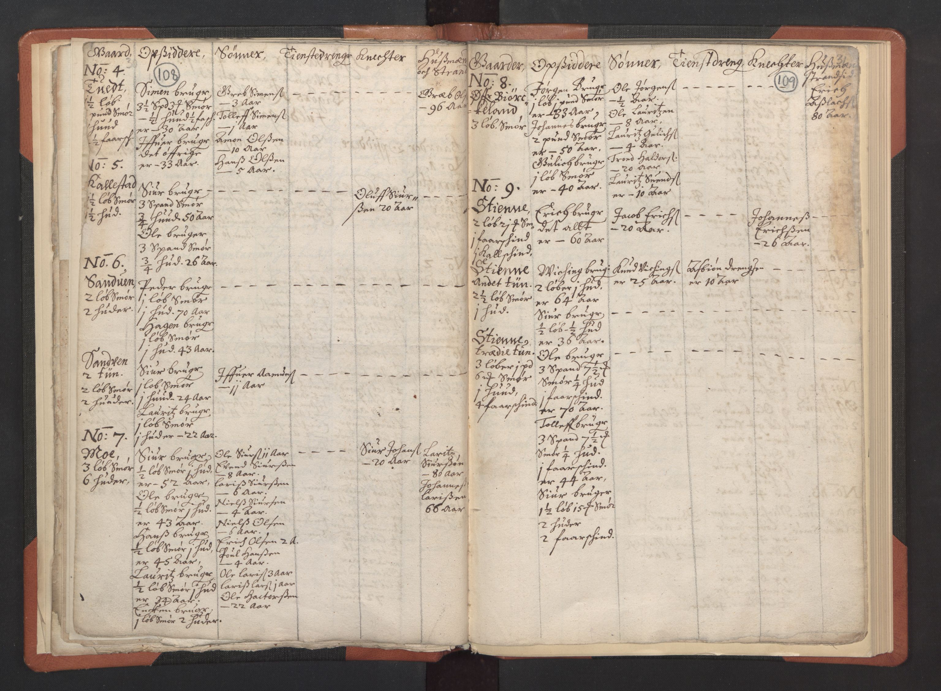 RA, Vicar's Census 1664-1666, no. 21: Hardanger deanery, 1664-1666, p. 108-109