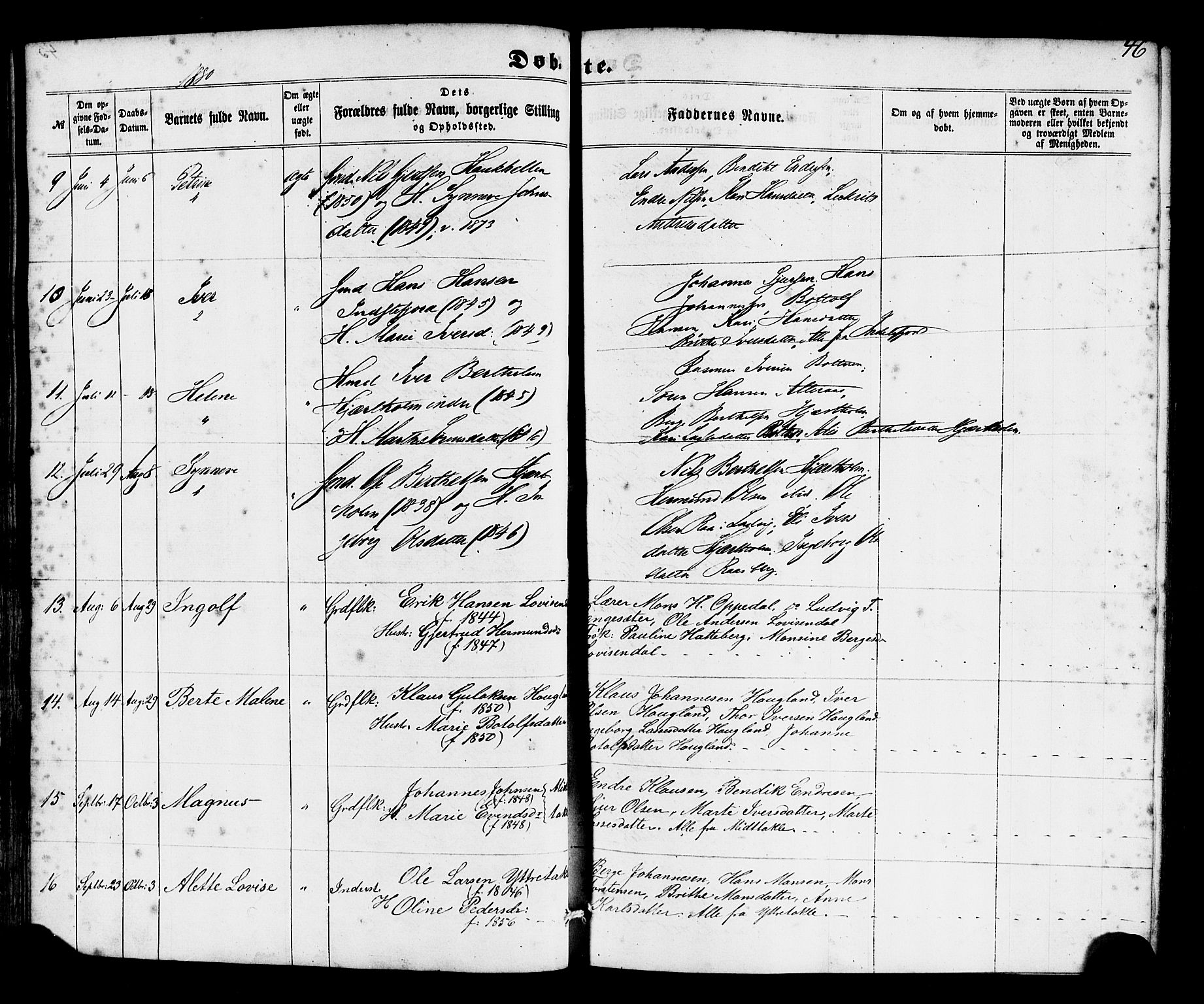 Gulen sokneprestembete, SAB/A-80201/H/Haa/Haac/L0001: Parish register (official) no. C 1, 1859-1881, p. 46