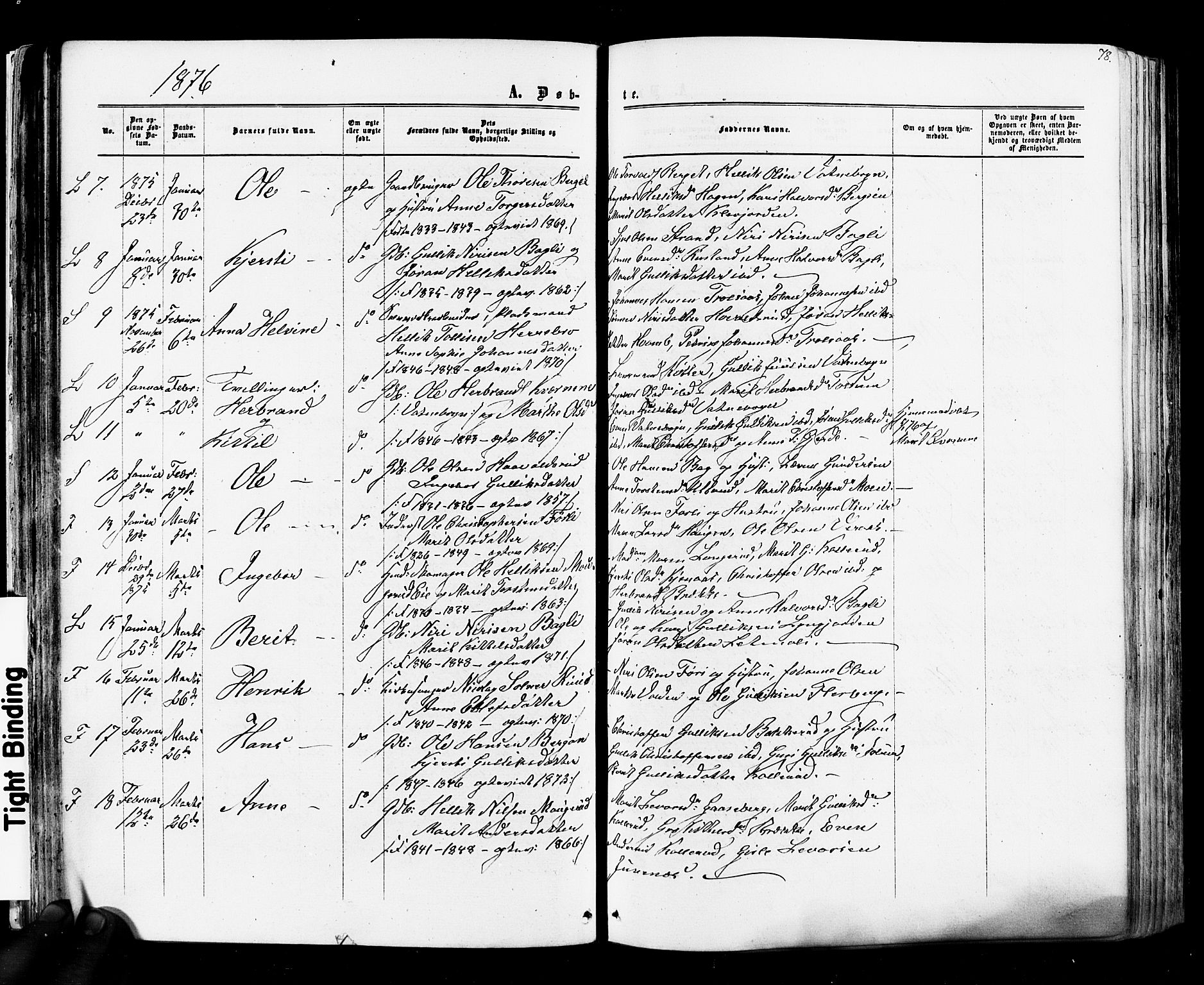 Flesberg kirkebøker, SAKO/A-18/F/Fa/L0007: Parish register (official) no. I 7, 1861-1878, p. 78
