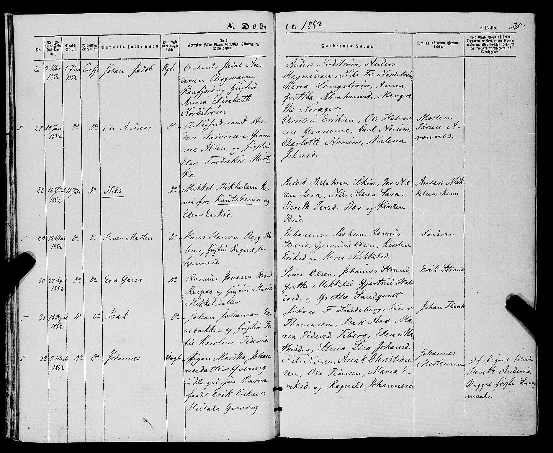 Talvik sokneprestkontor, SATØ/S-1337/H/Ha/L0016kirke: Parish register (official) no. 16, 1847-1857, p. 25