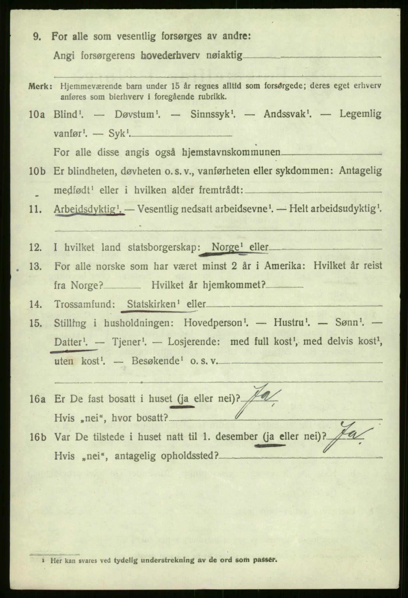 SAB, 1920 census for Voss, 1920, p. 6558