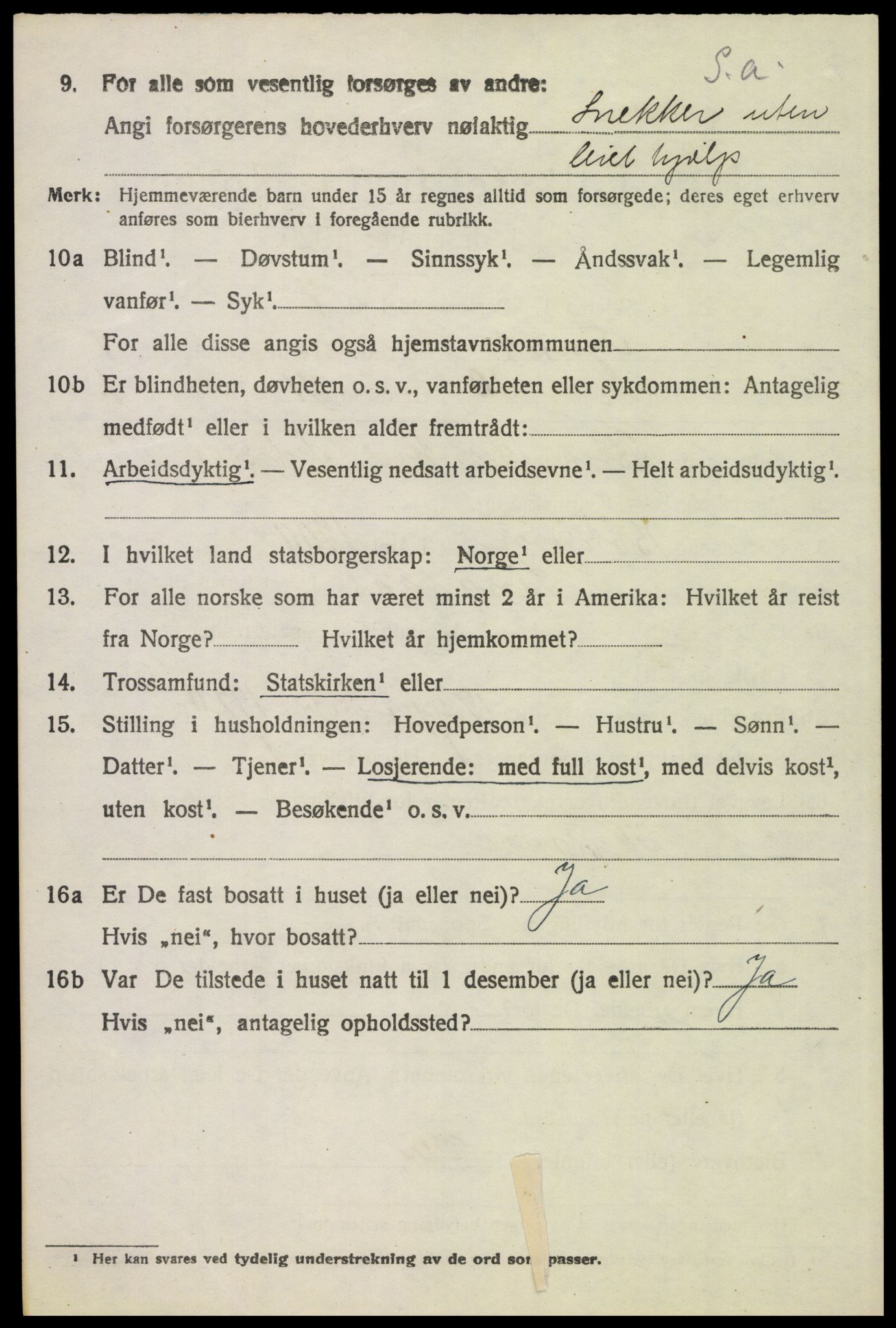 SAH, 1920 census for Tynset, 1920, p. 7497