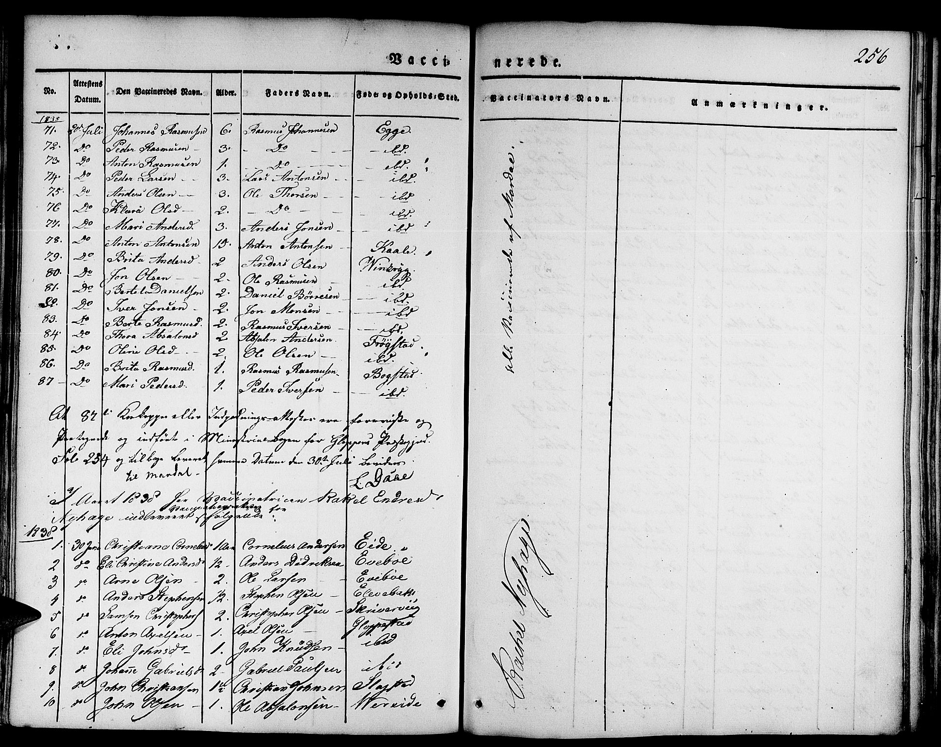 Gloppen sokneprestembete, SAB/A-80101/H/Haa/Haaa/L0007: Parish register (official) no. A 7, 1827-1837, p. 256