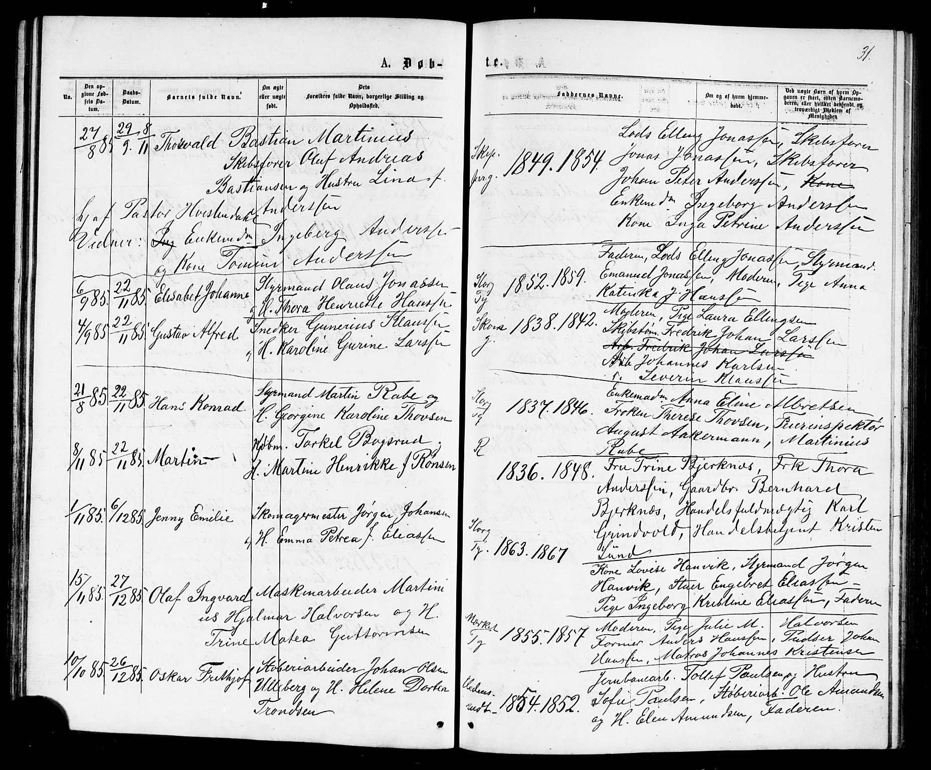 Strømsø kirkebøker, AV/SAKO-A-246/G/Ga/L0002: Parish register (copy) no. 2, 1877-1896, p. 31