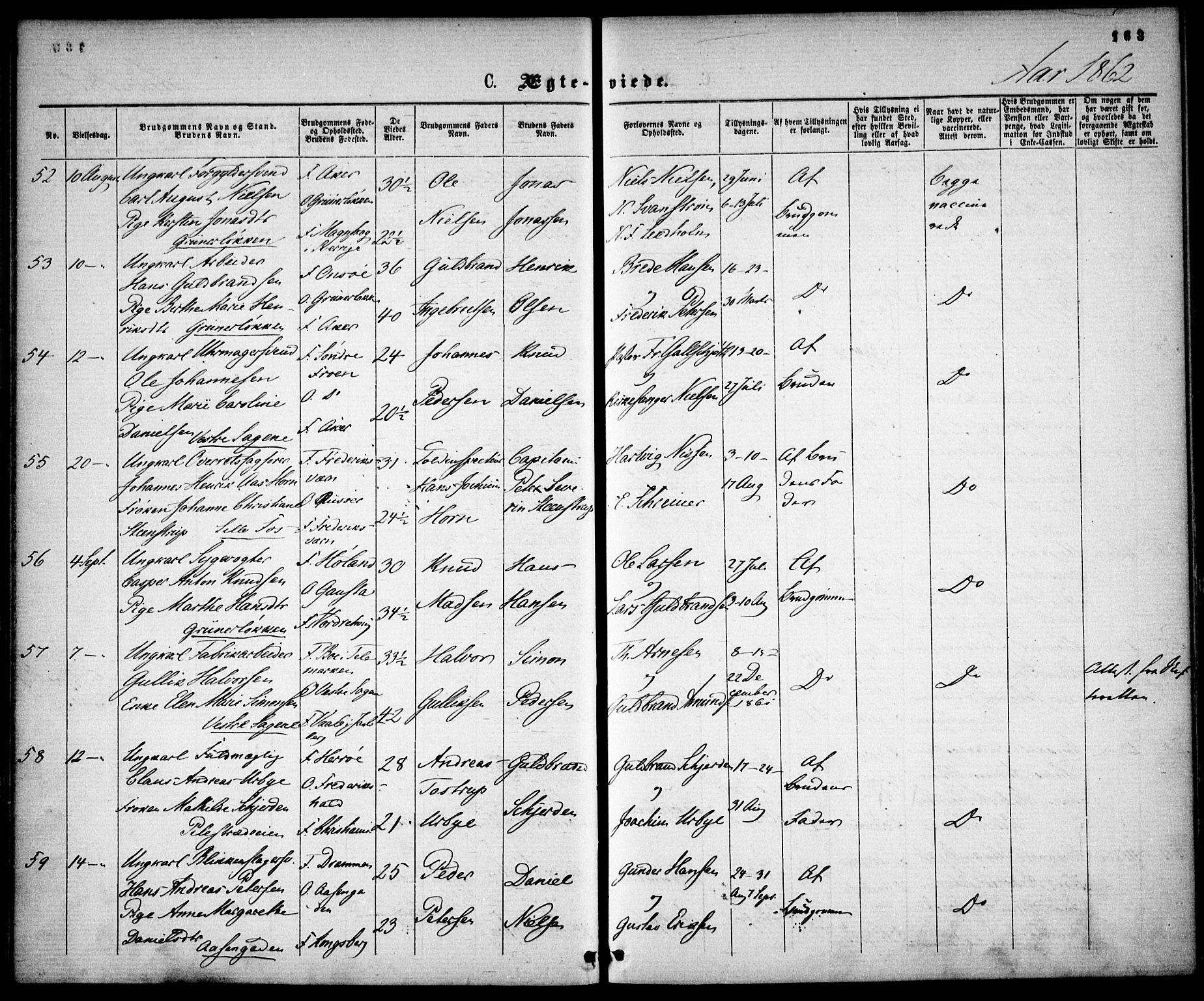Gamle Aker prestekontor Kirkebøker, SAO/A-10617a/F/L0001: Parish register (official) no. 1, 1861-1865, p. 163