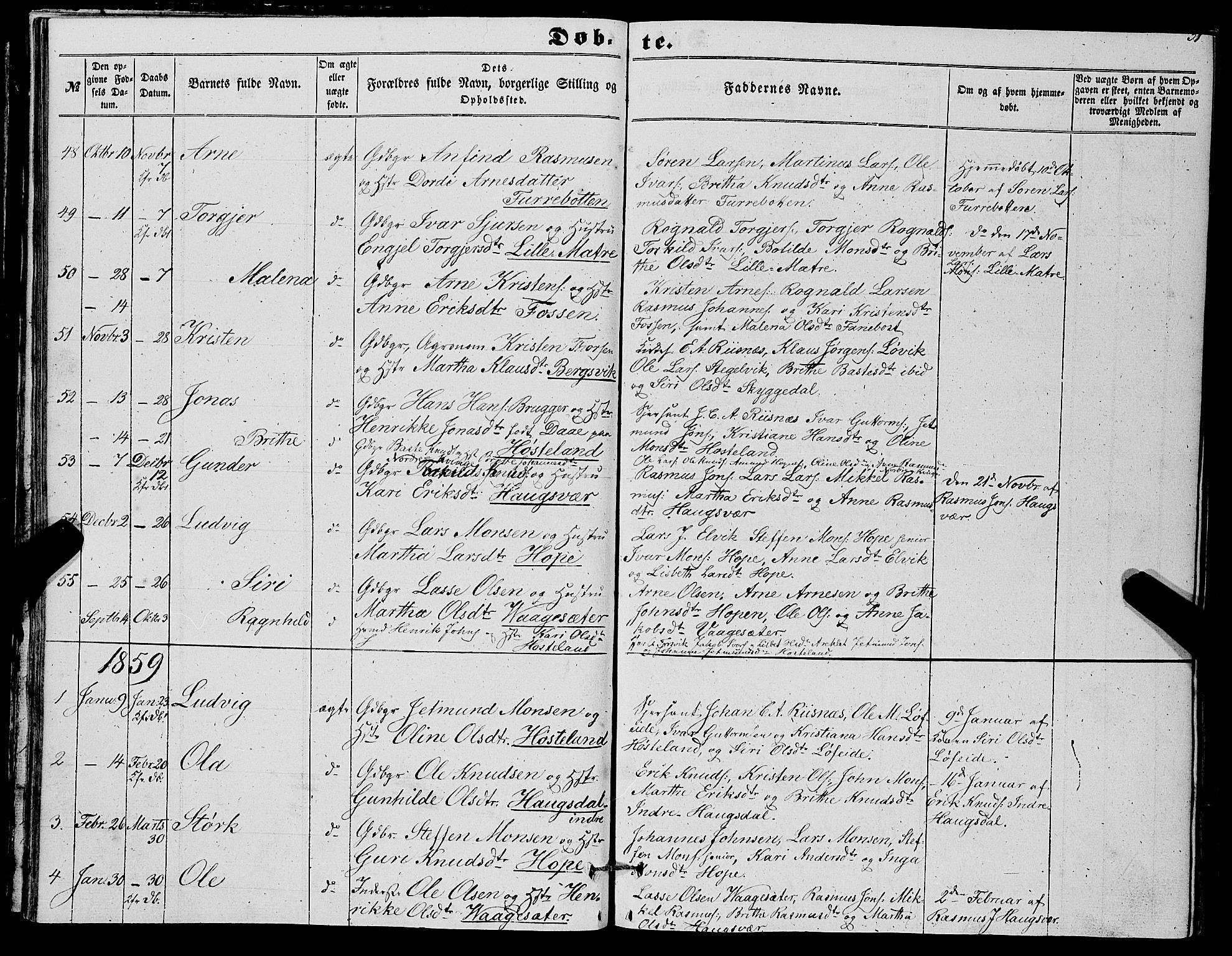 Masfjorden Sokneprestembete, SAB/A-77001: Parish register (copy) no. A 1, 1851-1875, p. 31