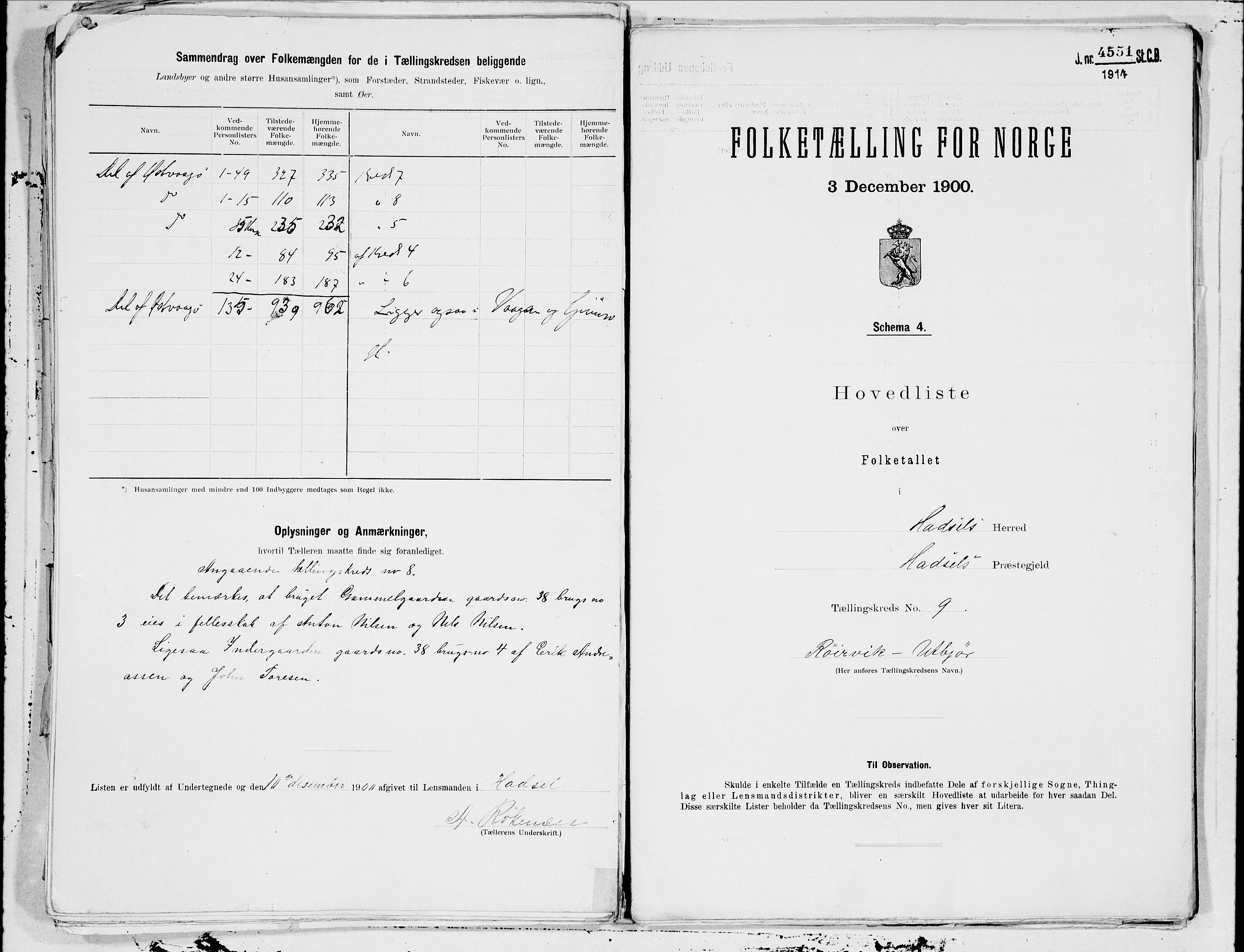 SAT, 1900 census for Hadsel, 1900, p. 16