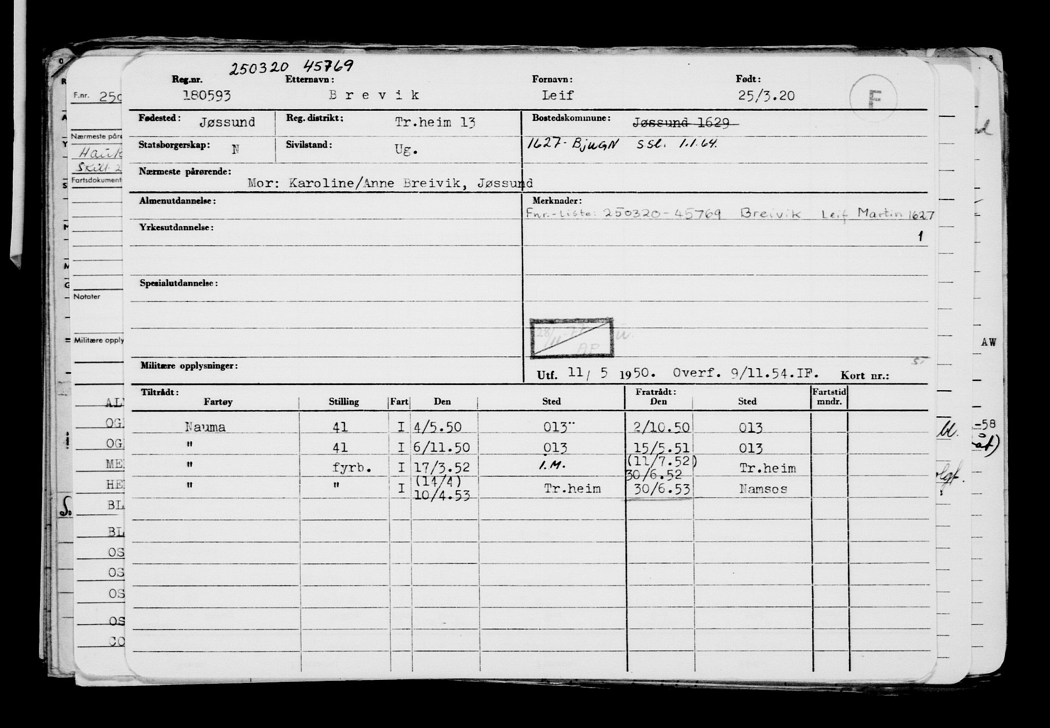 Direktoratet for sjømenn, AV/RA-S-3545/G/Gb/L0178: Hovedkort, 1920, p. 593