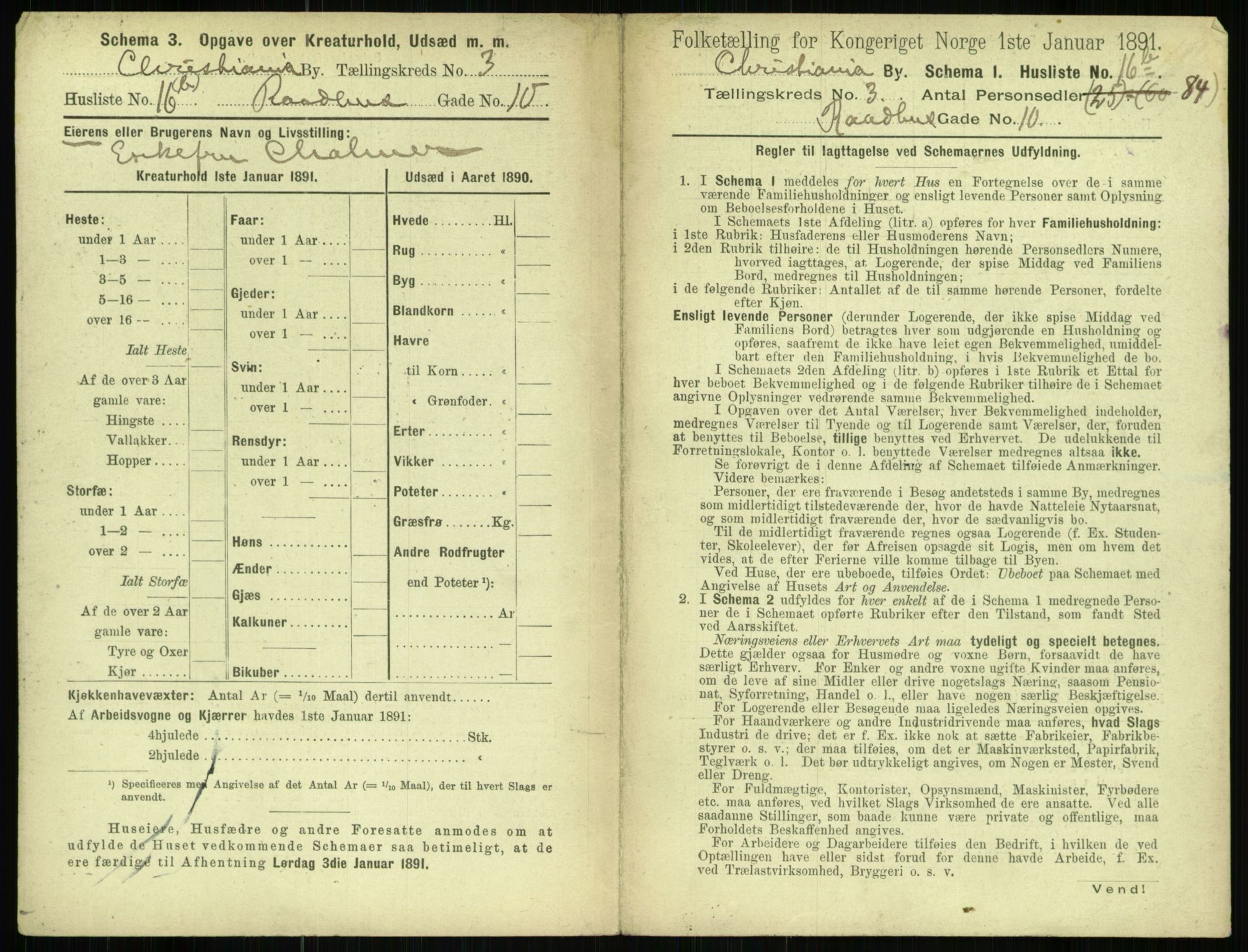 RA, 1891 census for 0301 Kristiania, 1891, p. 1213