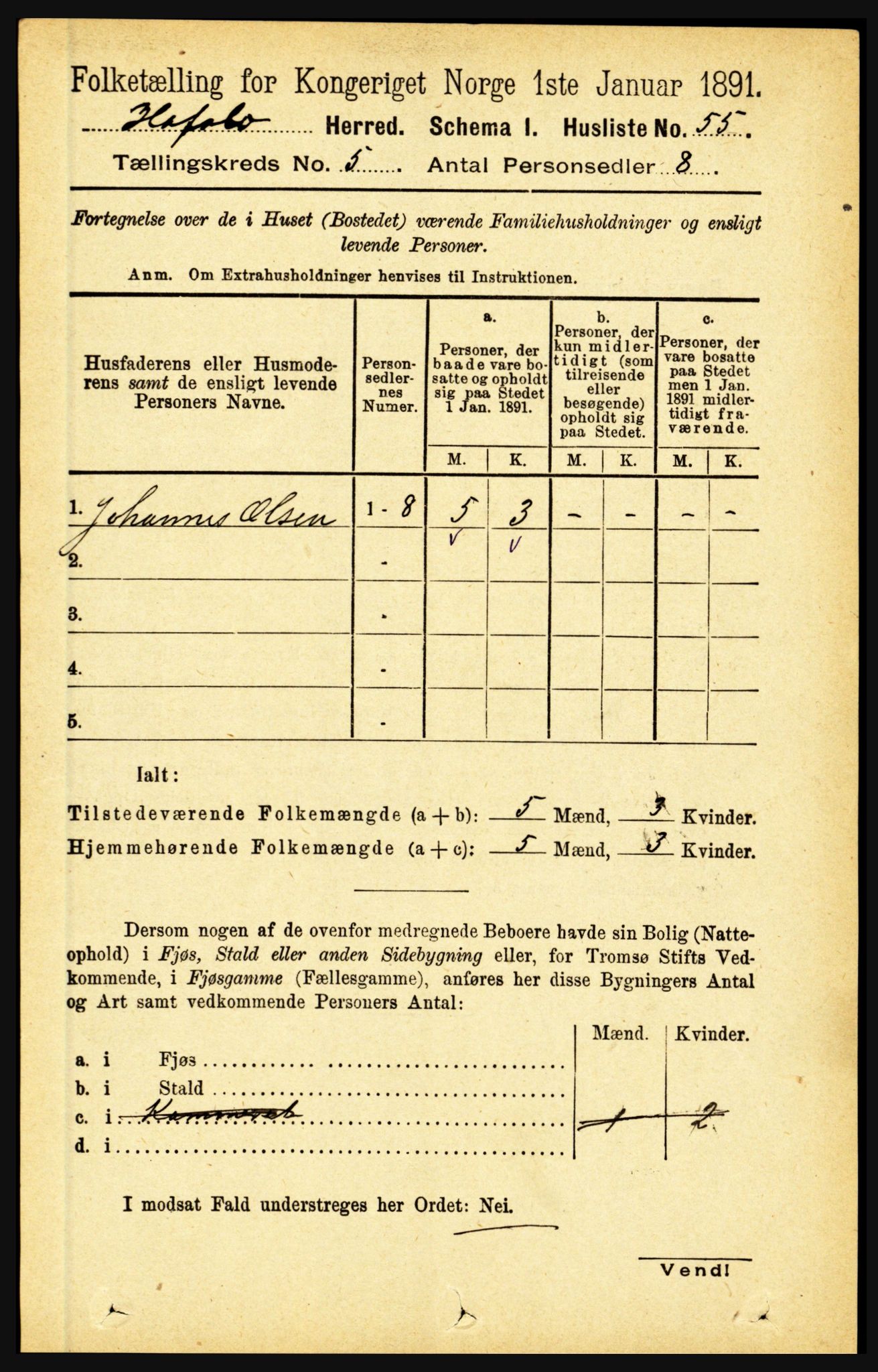 RA, 1891 census for 1425 Hafslo, 1891, p. 1946