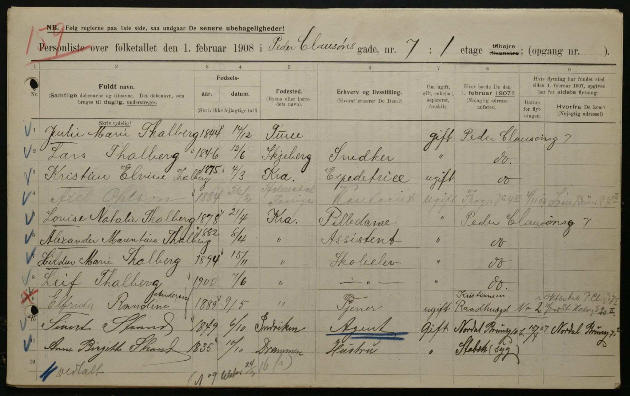 OBA, Municipal Census 1908 for Kristiania, 1908, p. 70619