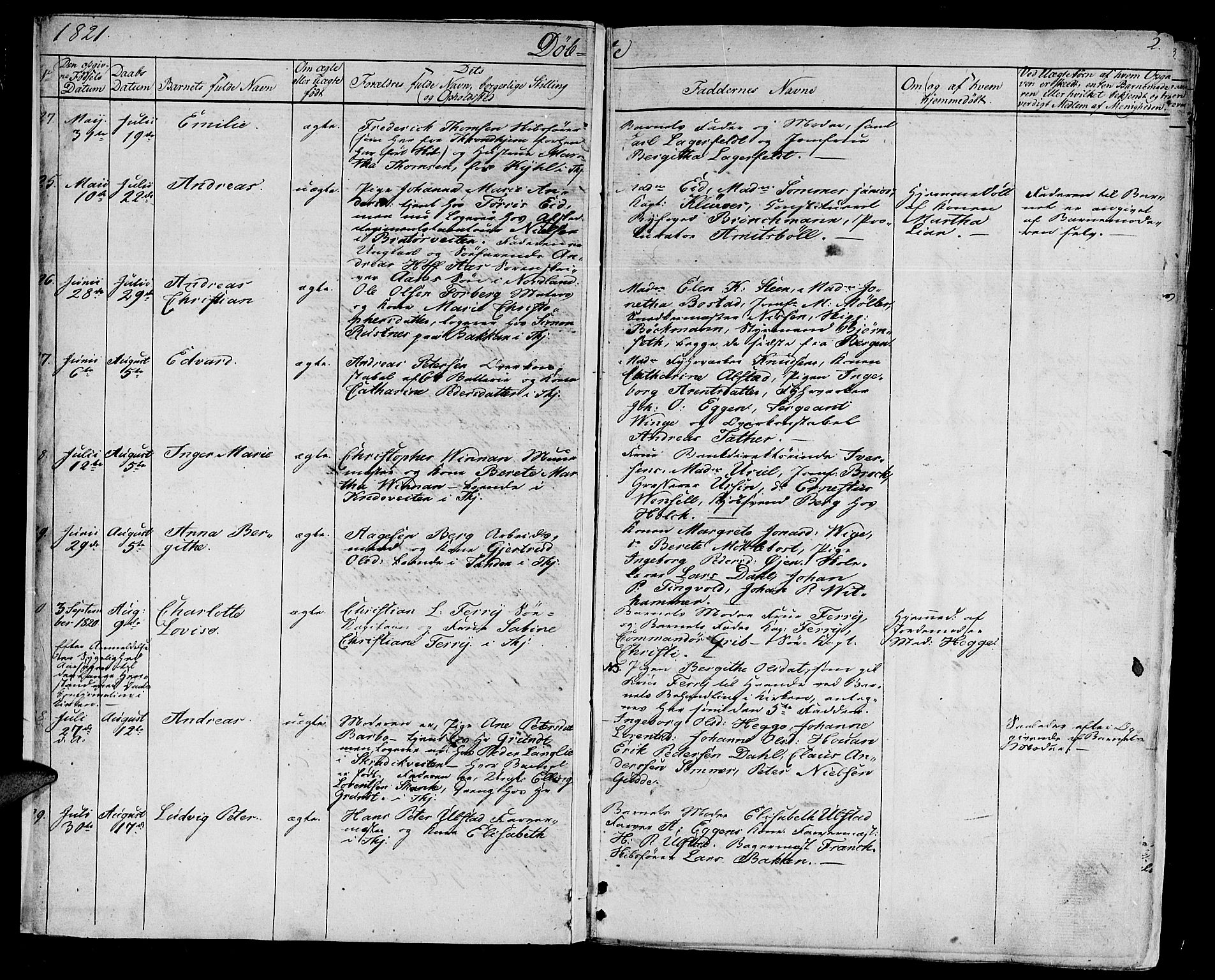 Ministerialprotokoller, klokkerbøker og fødselsregistre - Sør-Trøndelag, SAT/A-1456/602/L0108: Parish register (official) no. 602A06, 1821-1839, p. 2