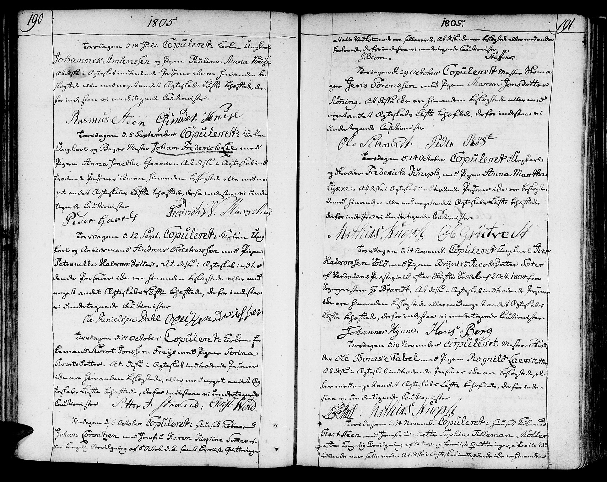 Ministerialprotokoller, klokkerbøker og fødselsregistre - Sør-Trøndelag, SAT/A-1456/602/L0105: Parish register (official) no. 602A03, 1774-1814, p. 190-191