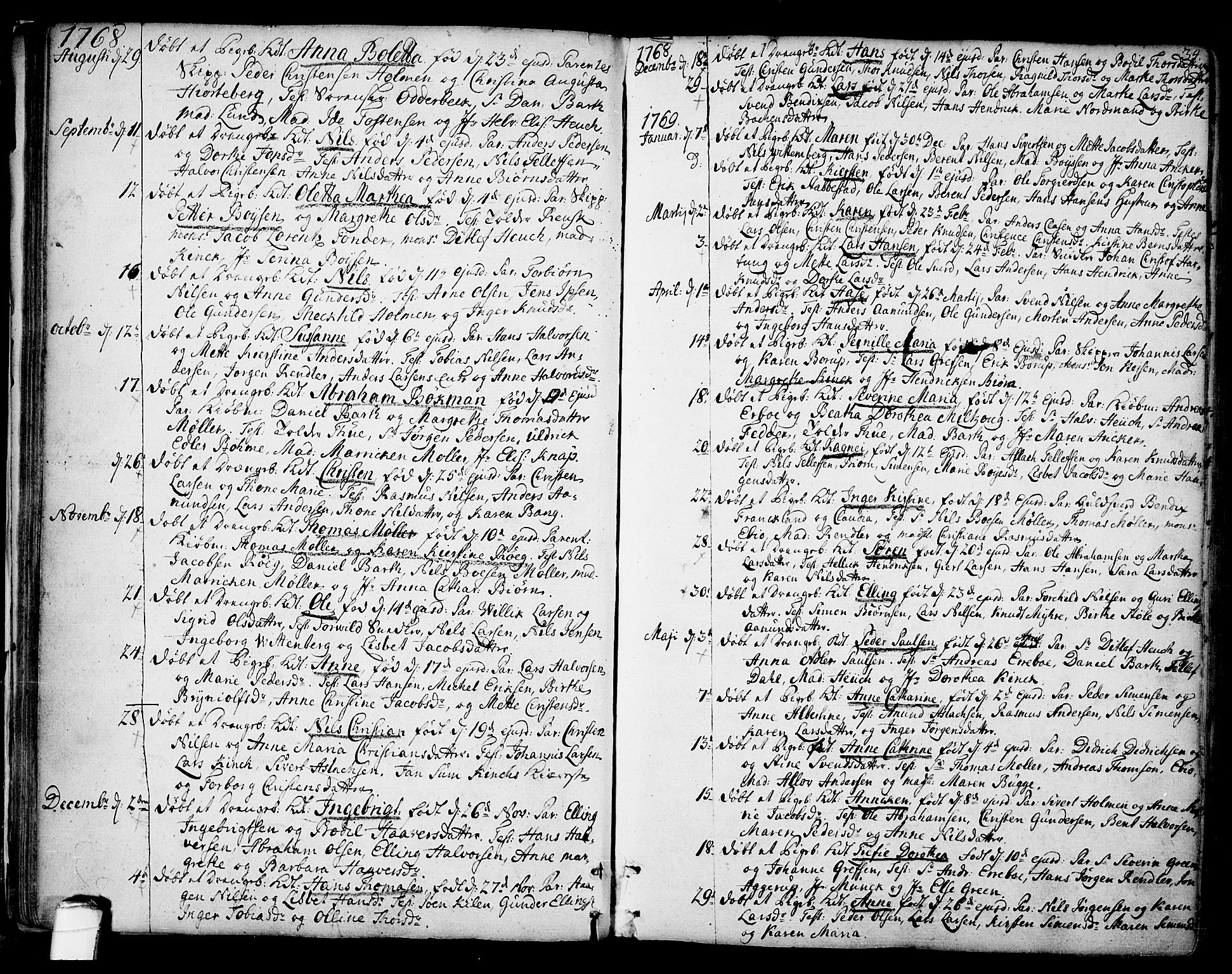 Kragerø kirkebøker, AV/SAKO-A-278/F/Fa/L0002: Parish register (official) no. 2, 1767-1802, p. 34