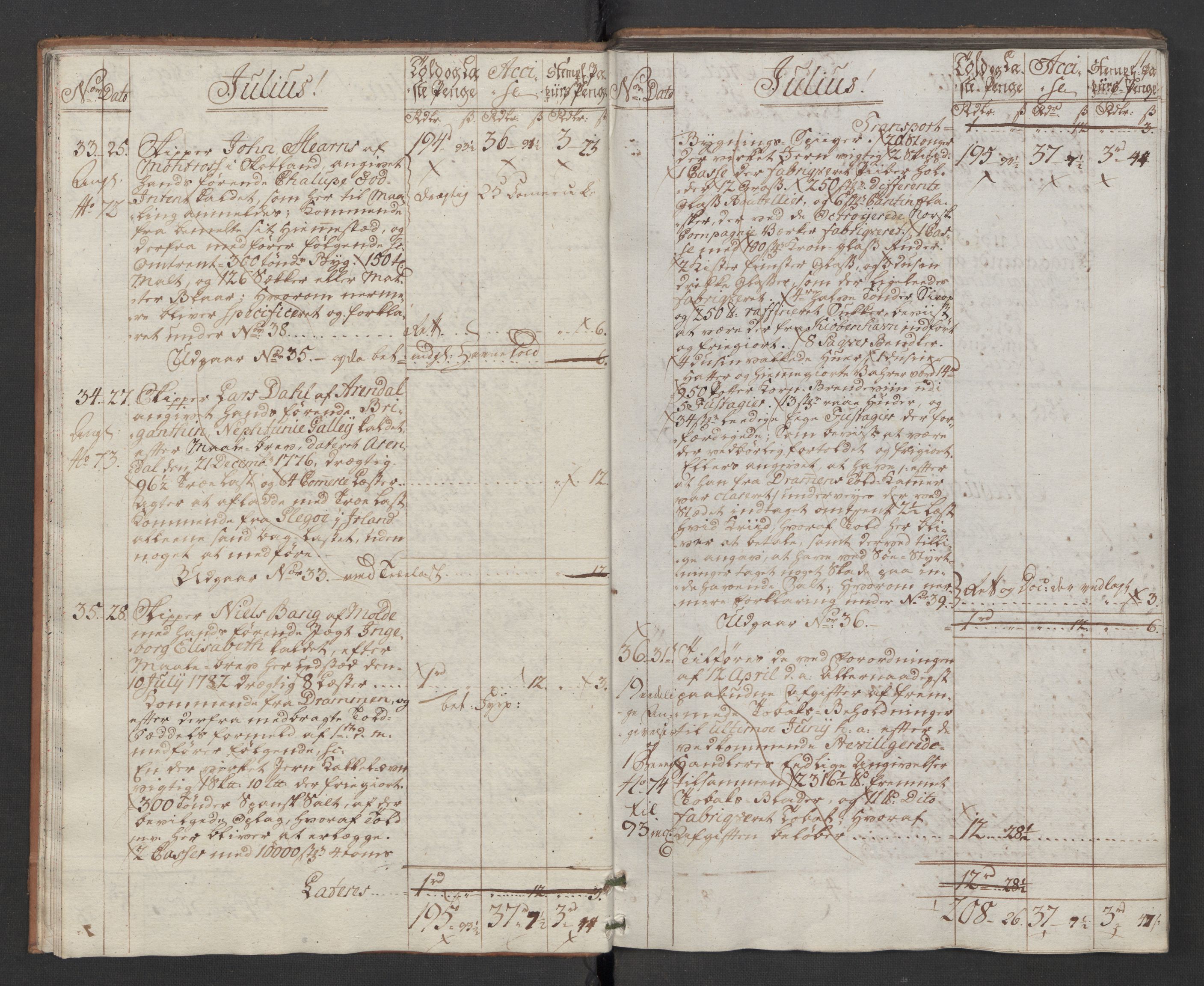 Generaltollkammeret, tollregnskaper, AV/RA-EA-5490/R31/L0047/0001: Tollregnskaper Molde / Hovedtollbok, 1786, p. 10b-11a