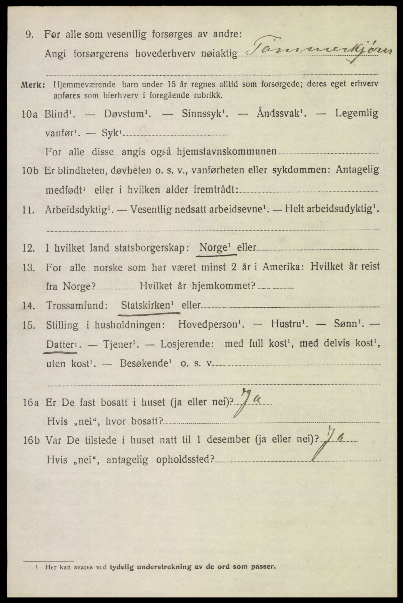 SAH, 1920 census for Trysil, 1920, p. 6536