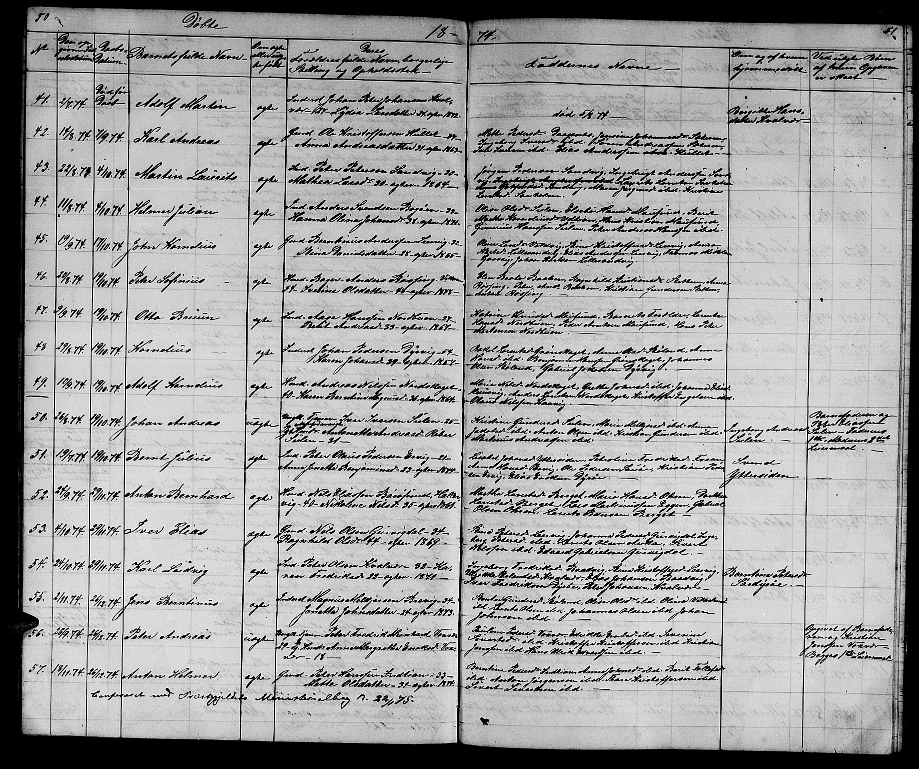 Ministerialprotokoller, klokkerbøker og fødselsregistre - Sør-Trøndelag, SAT/A-1456/640/L0583: Parish register (copy) no. 640C01, 1866-1877, p. 50-51