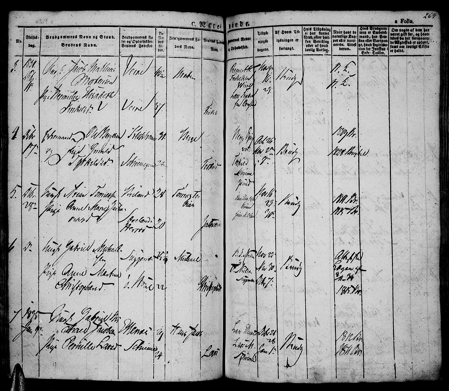 Lista sokneprestkontor, AV/SAK-1111-0027/F/Fa/L0008: Parish register (official) no. A 8, 1823-1835, p. 263